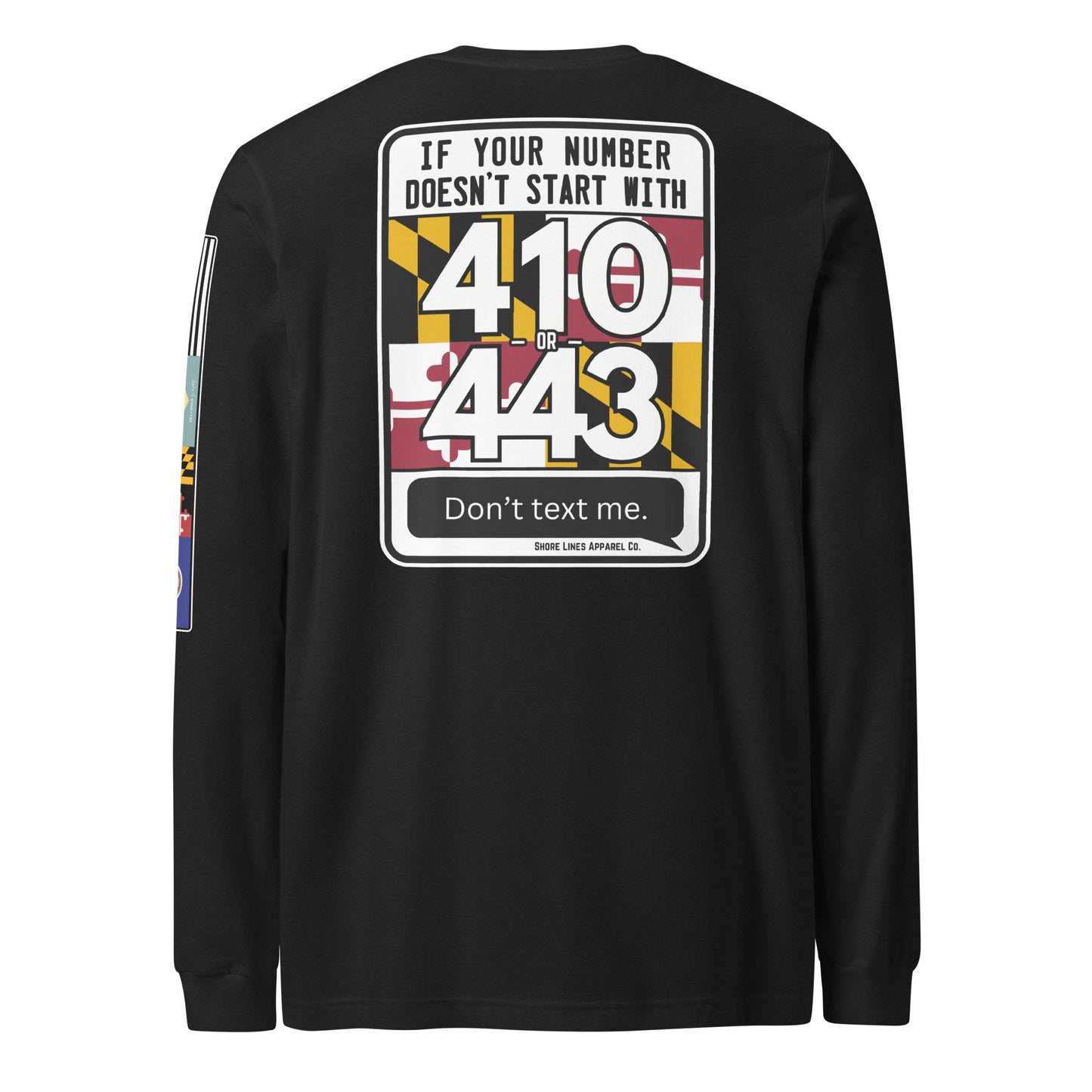 410/443 Area Code | Core LS P-black-Shore Lines Apparel Co.