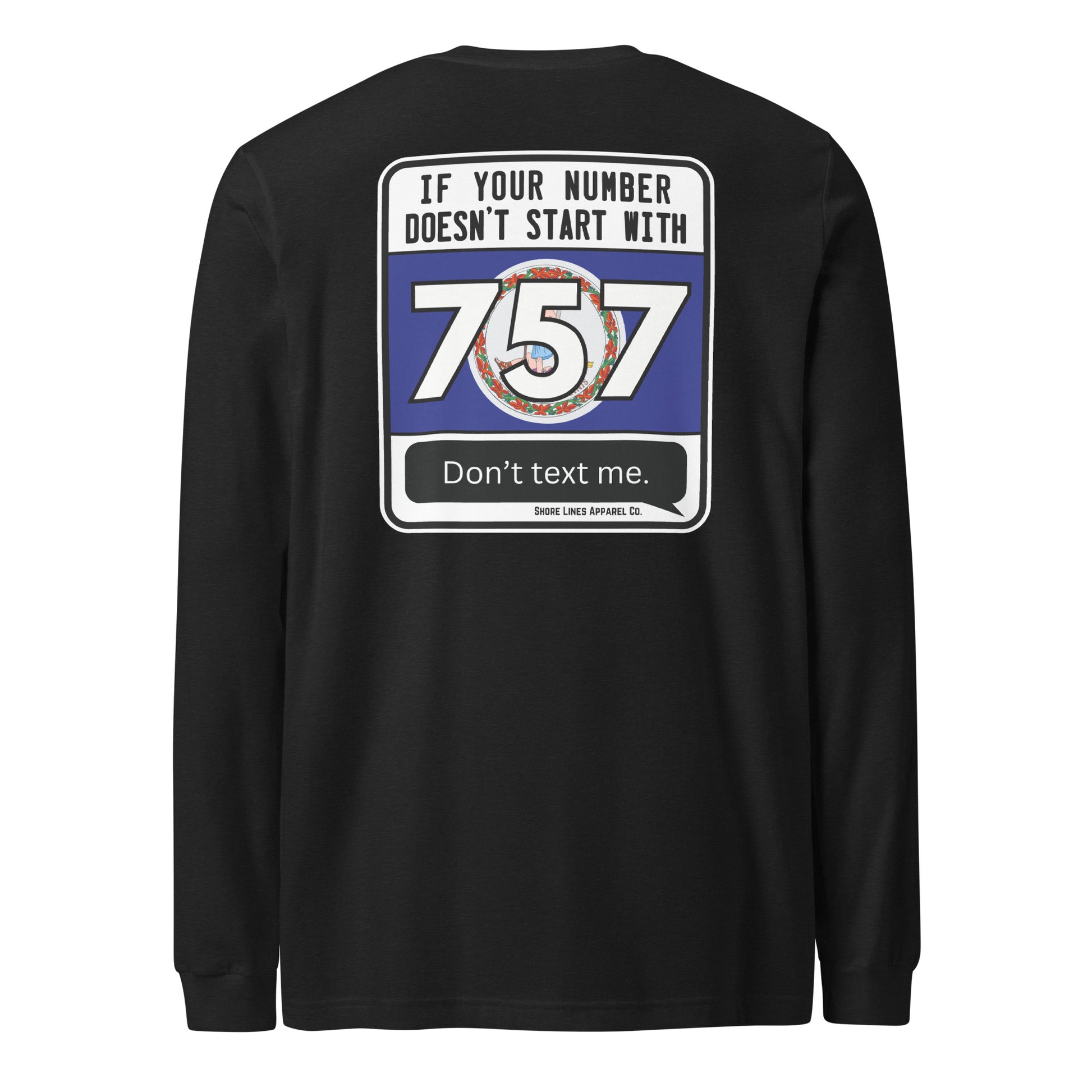 757 Area Code | Core LS-black-Shore Lines Apparel Co.