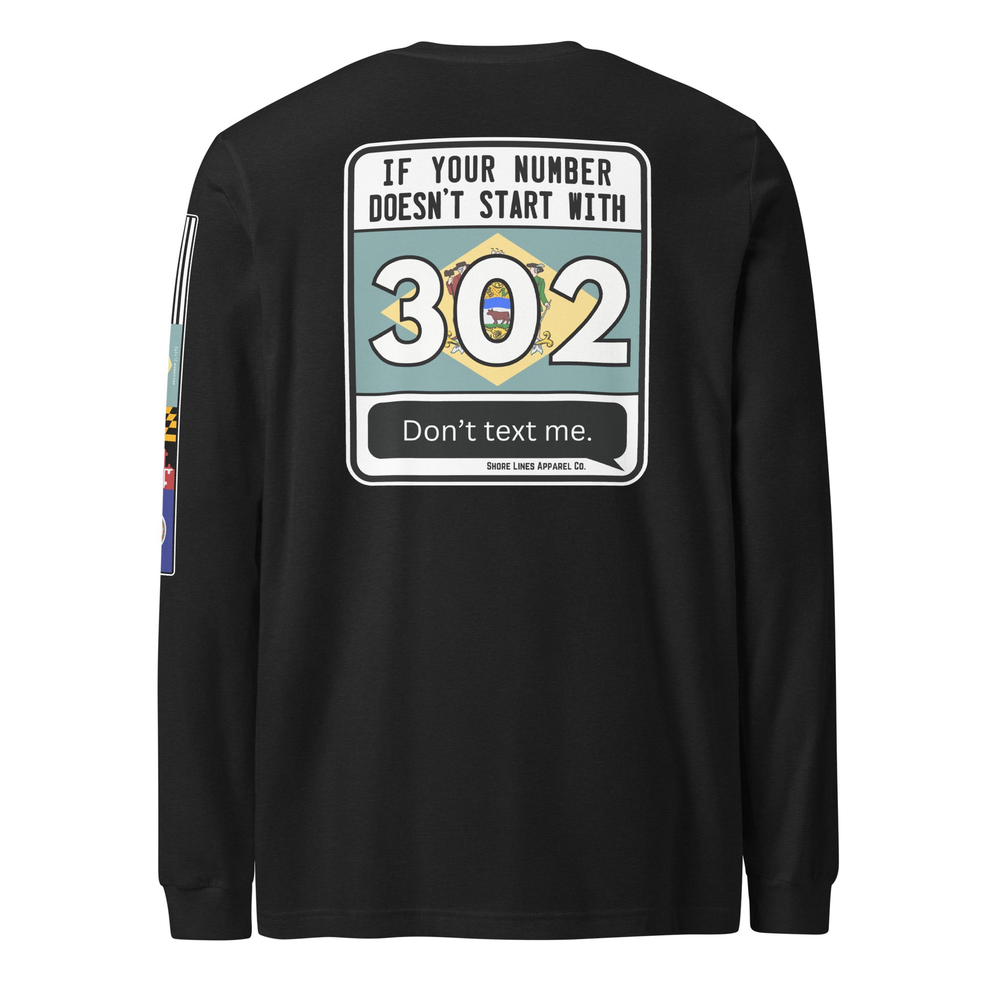 302 Area Code | Core LS P-black-Shore Lines Apparel Co.