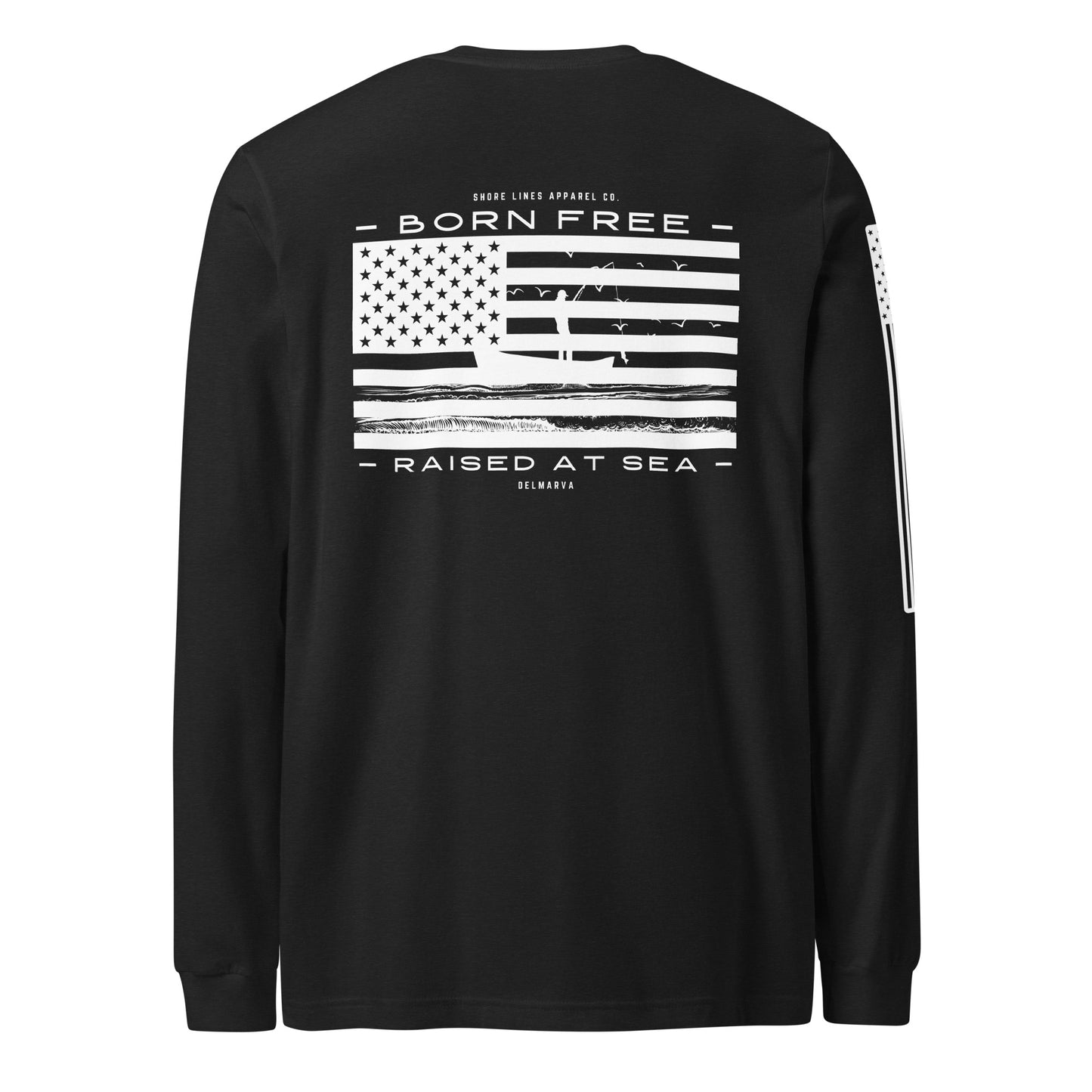 Born Free Raised at Sea | Long Sleeve P-black-Shore Lines Apparel Co.