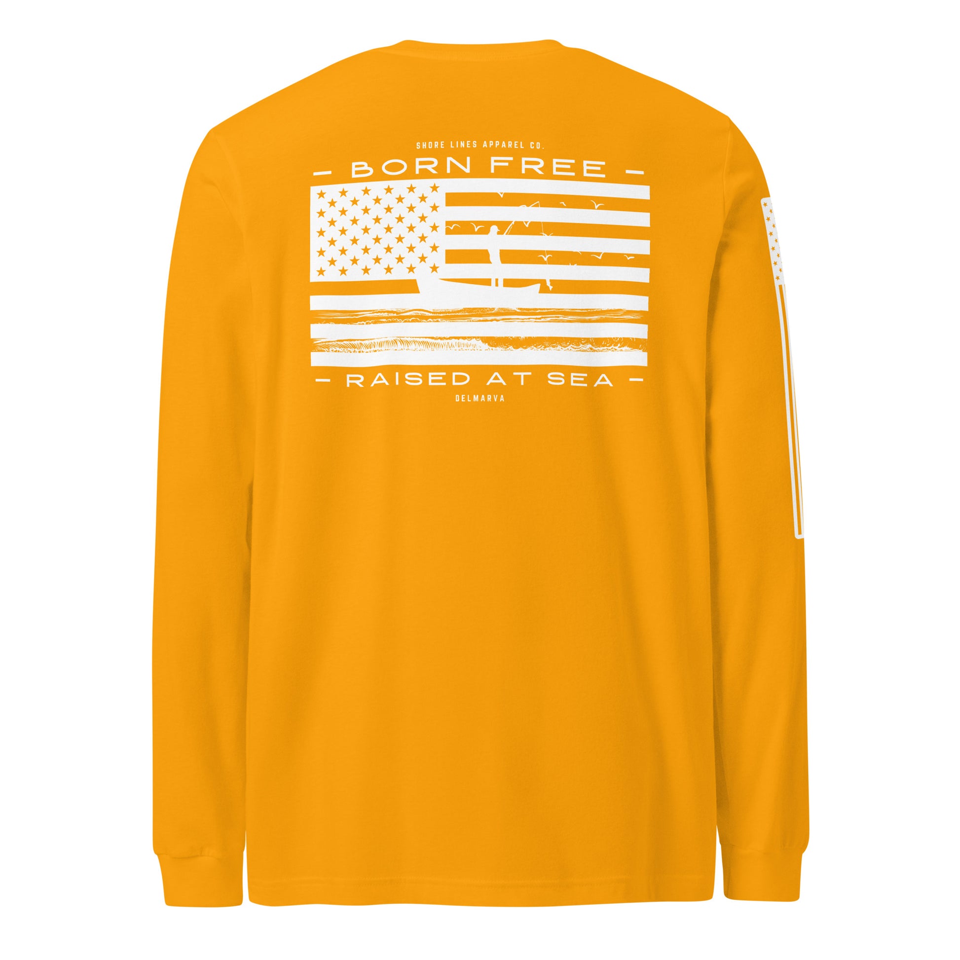 Born Free Raised at Sea | Long Sleeve P-gold-Shore Lines Apparel Co.