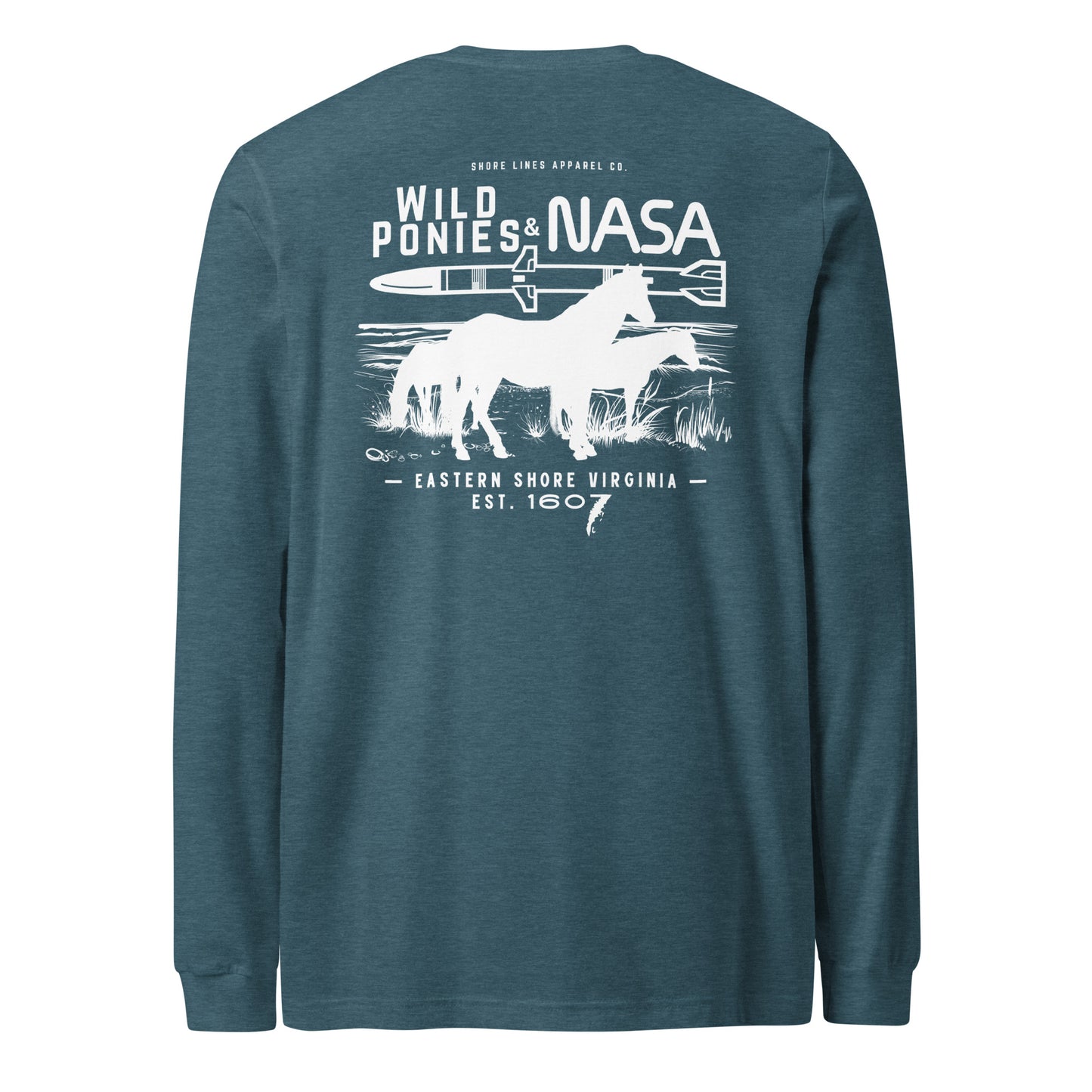 Wild Ponies and NASA | Core LS-teal-Shore Lines Apparel Co.