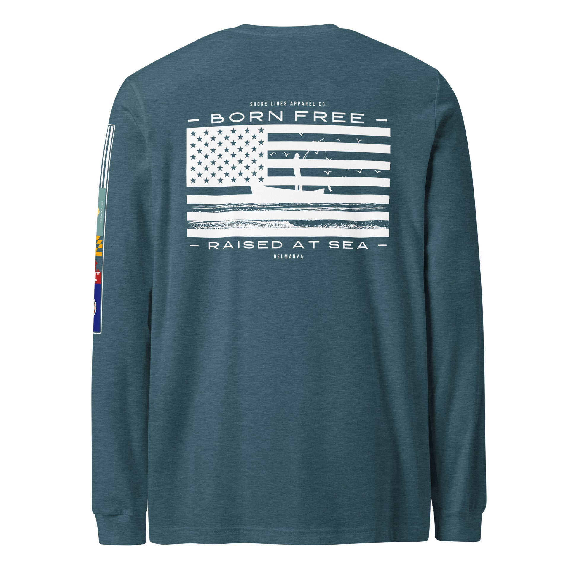 Born Free Raised at Sea | Core LS P-teal-Shore Lines Apparel Co.