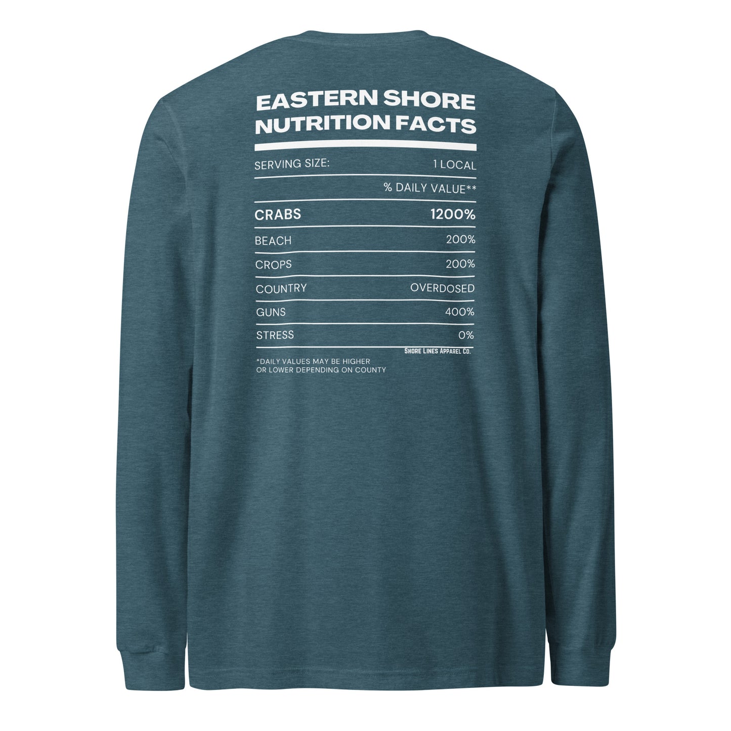 Nutrition Facts | Core LS-teal-Shore Lines Apparel Co.