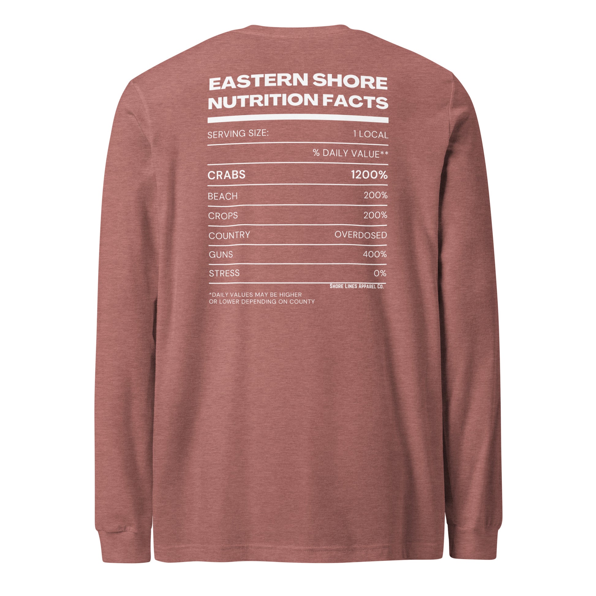 Nutrition Facts | Core LS-mauve-Shore Lines Apparel Co.