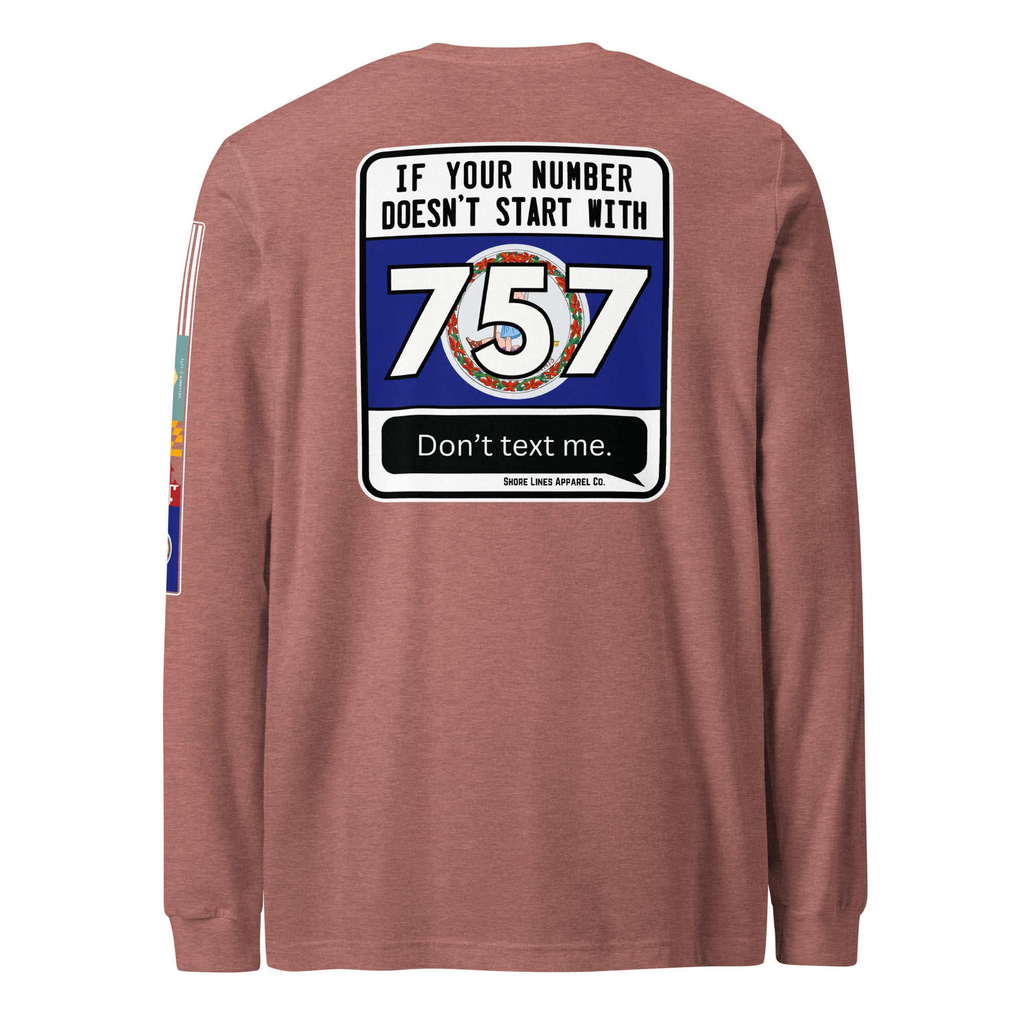 757 Area Code | Long Sleeve P-mauve-Shore Lines Apparel Co.