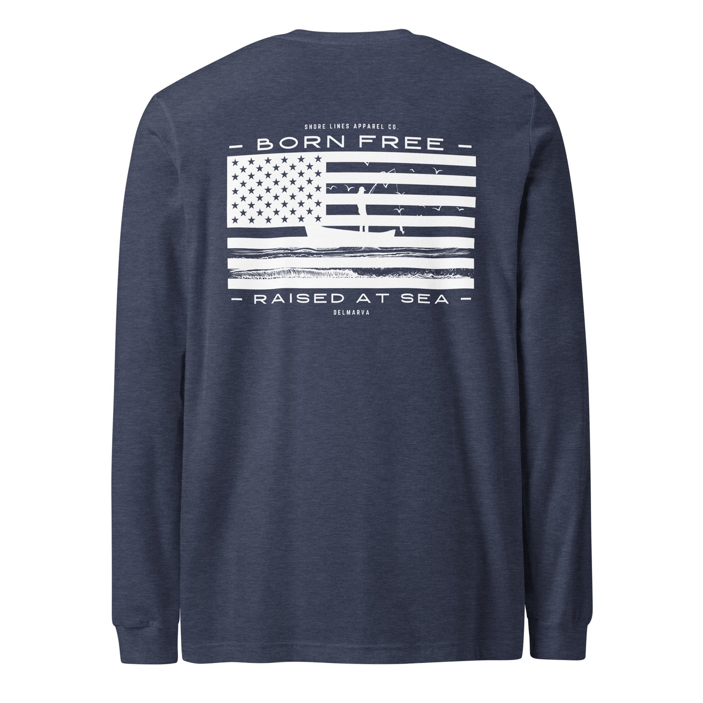 Born Free Raised at Sea | Core LS-navy-Shore Lines Apparel Co.