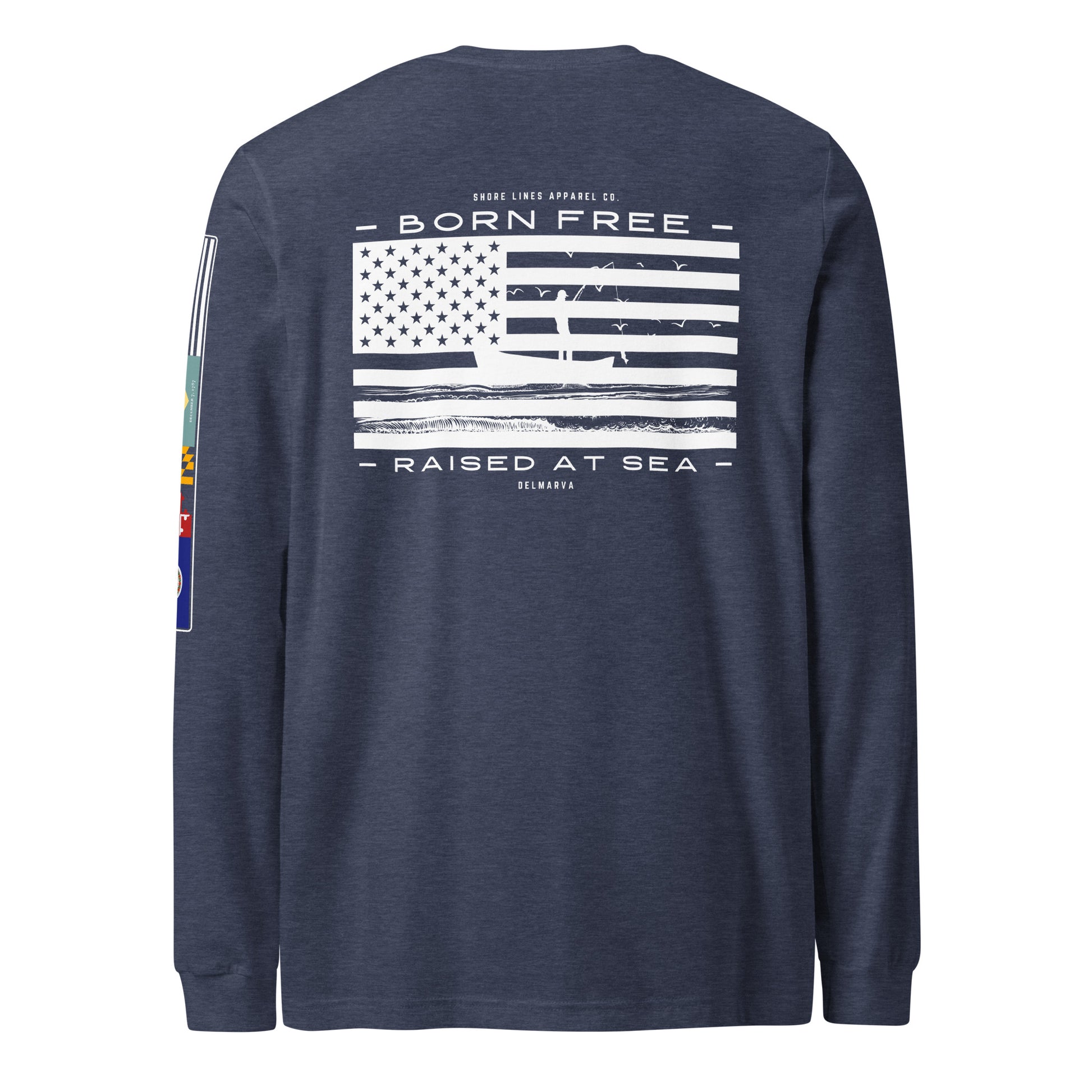 Born Free Raised at Sea | Core LS P-navy-Shore Lines Apparel Co.