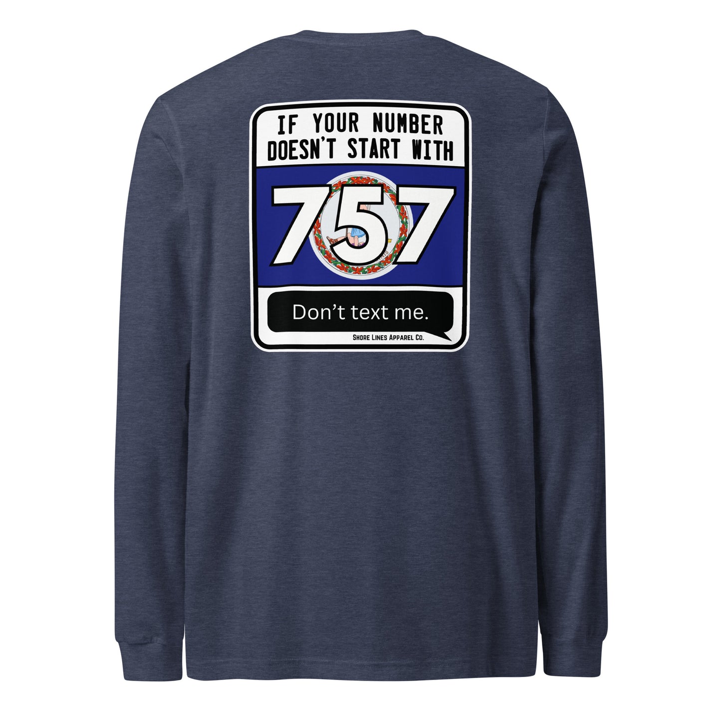 757 Area Code | Core LS-heathernavy-Shore Lines Apparel Co.