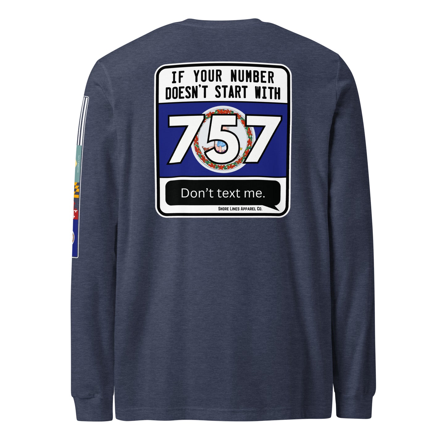 757 Area Code | Core LS P-heathernavy-Shore Lines Apparel Co.