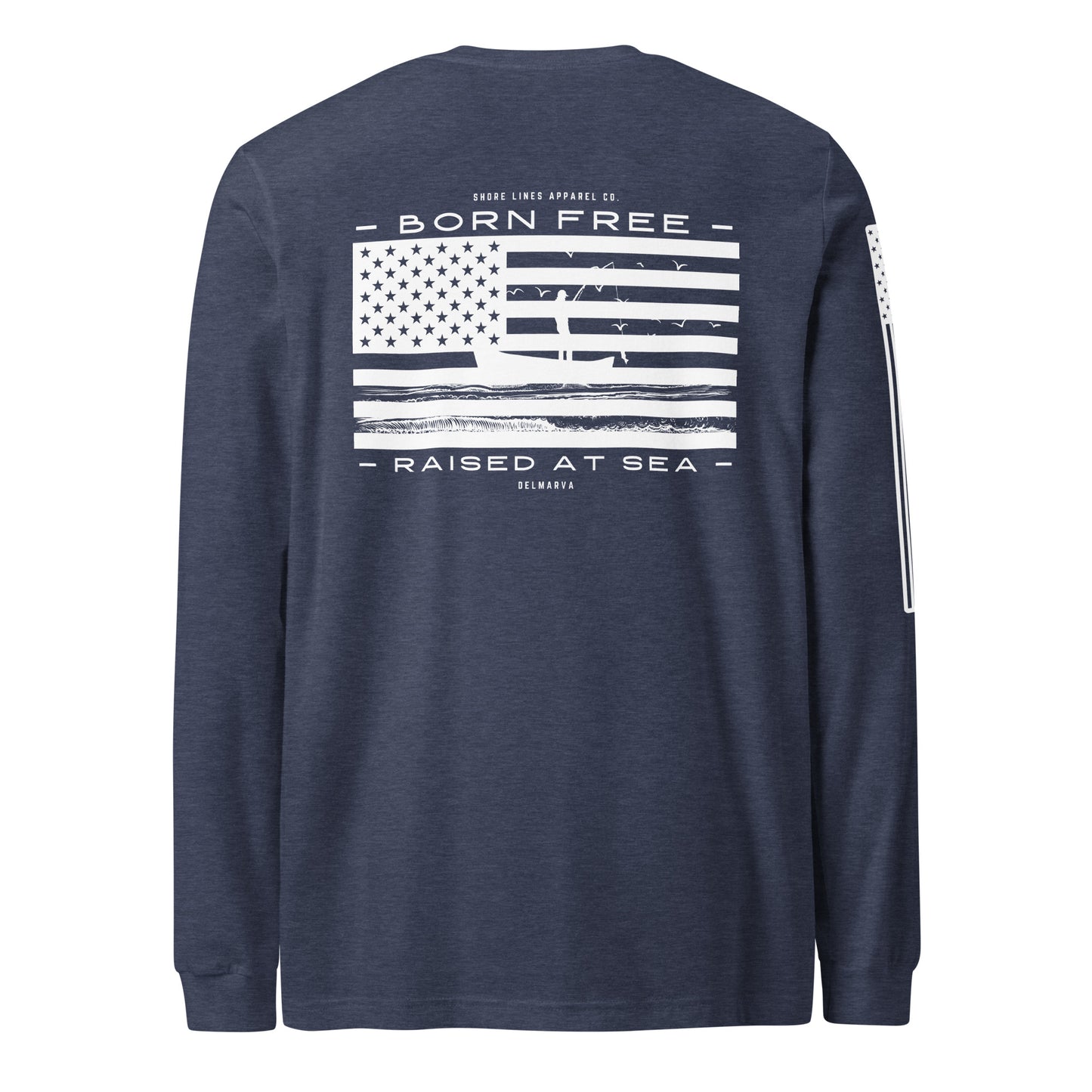 Born Free Raised at Sea | Long Sleeve P-navy-Shore Lines Apparel Co.