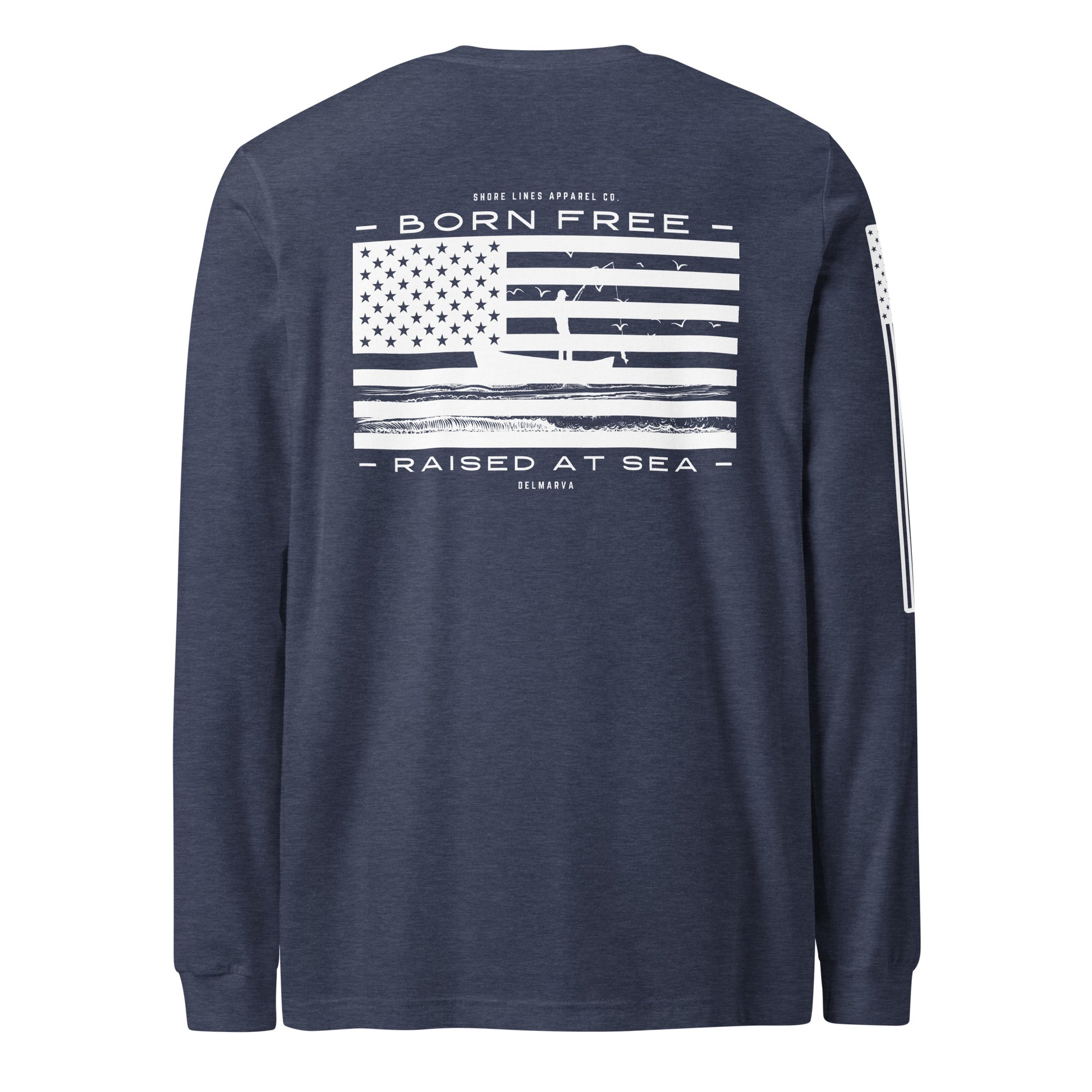 Born Free Raised at Sea | Long Sleeve P-navy-Shore Lines Apparel Co.
