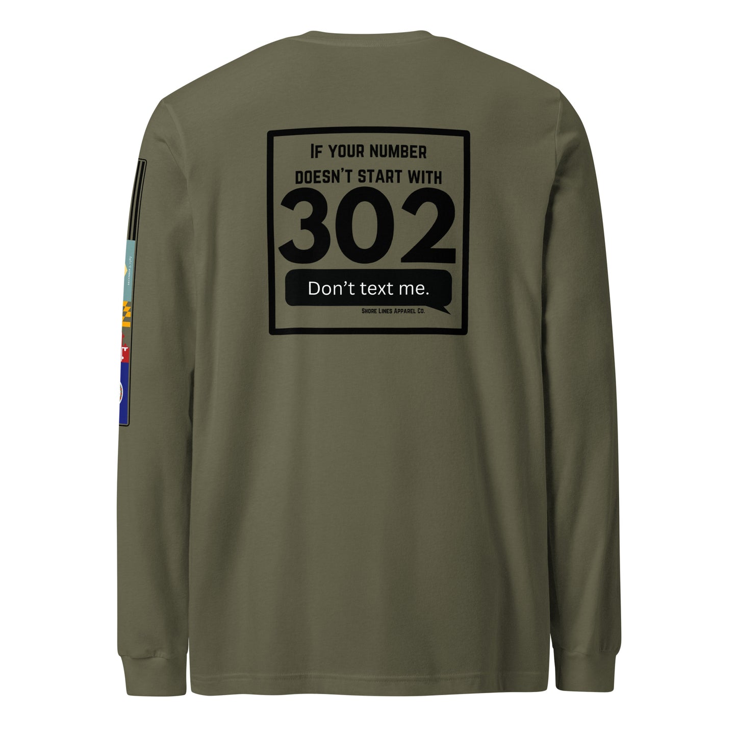 302 Area Code | Core LS P-militarygreen-Shore Lines Apparel Co.