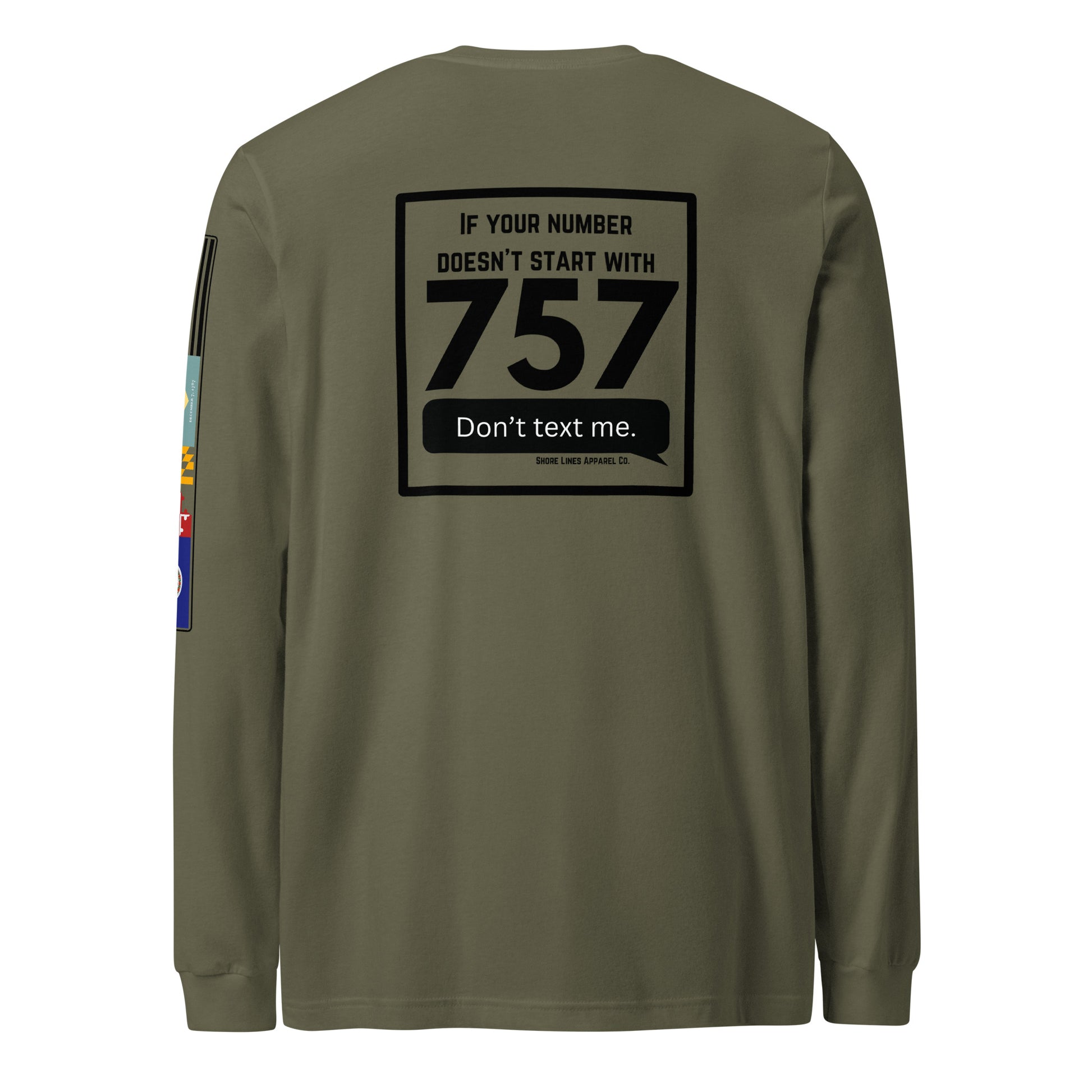 757 Area Code | Core LS P-militarygreen-Shore Lines Apparel Co.