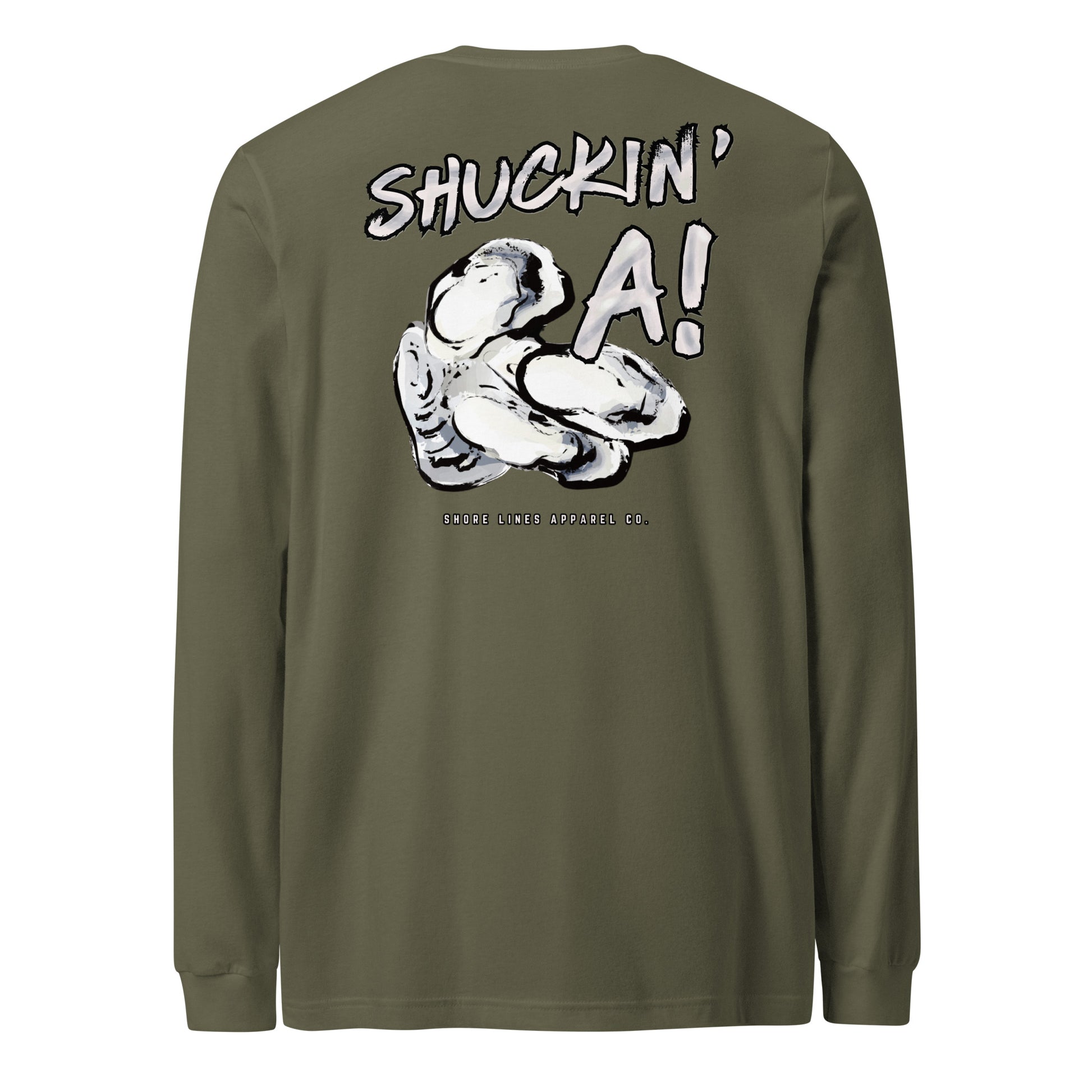 Shuckin A | Core LS-militarygreen-Shore Lines Apparel Co.