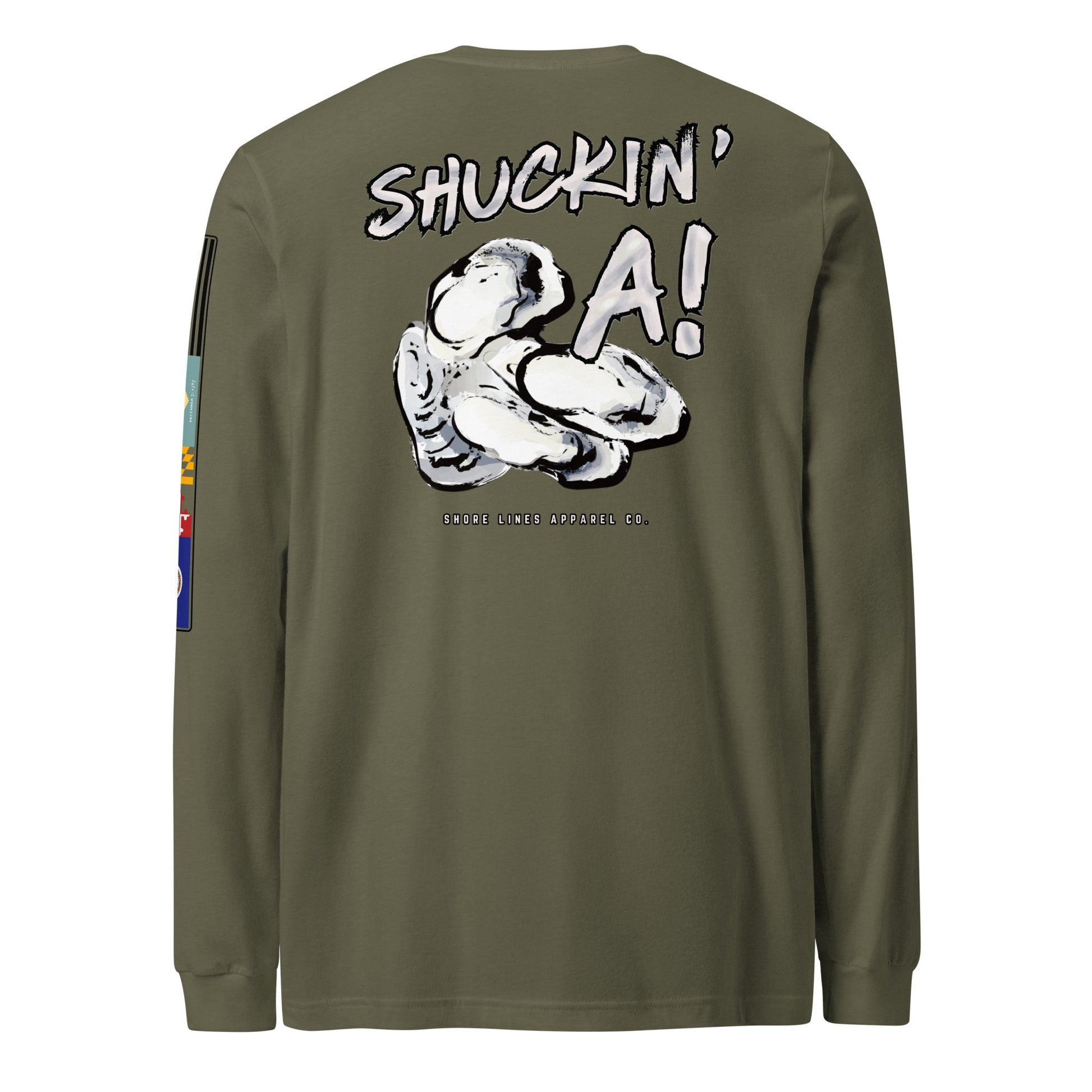 Shuckin A | Core LS P-militarygreen-Shore Lines Apparel Co.