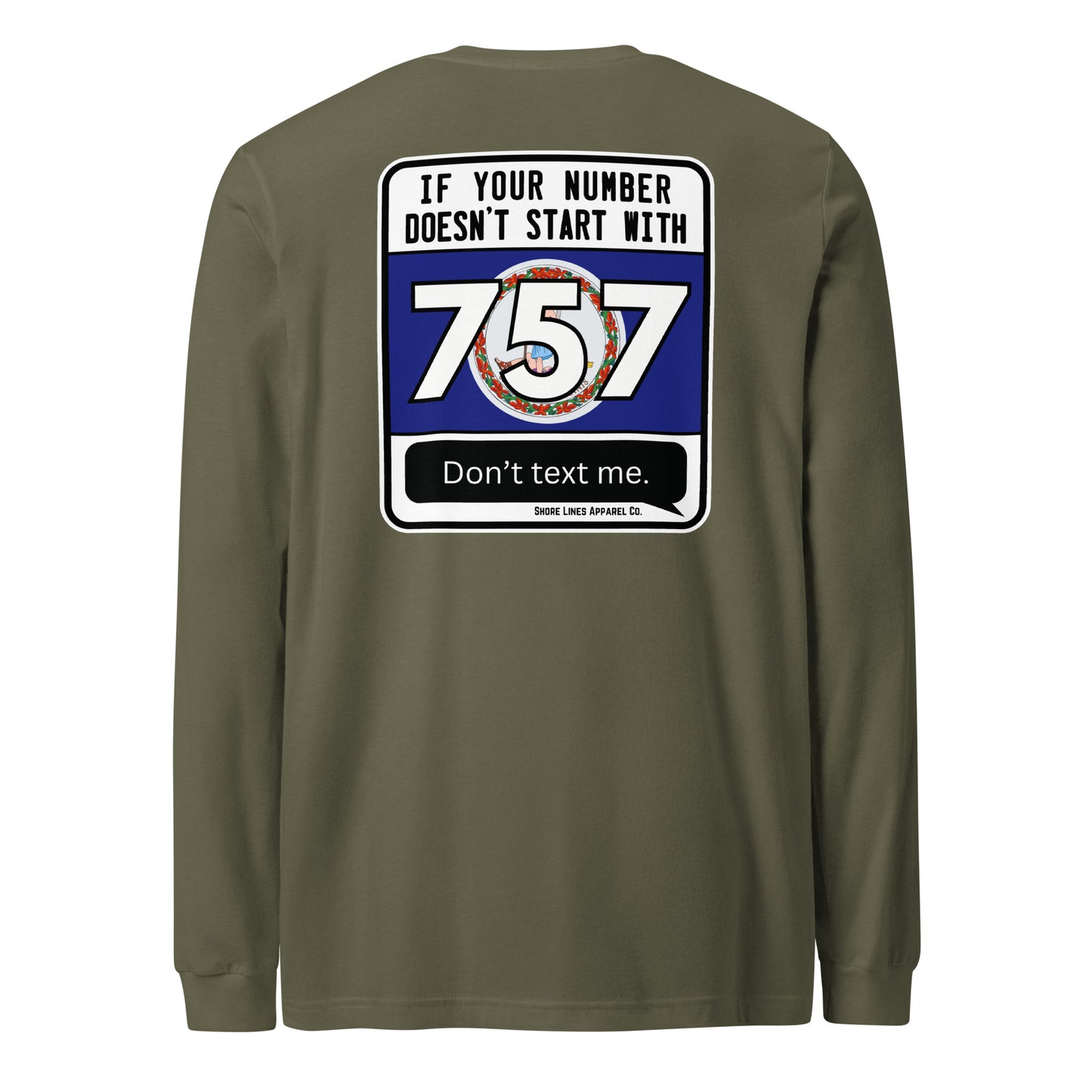 757 Area Code | Core LS-militarygreen-Shore Lines Apparel Co.