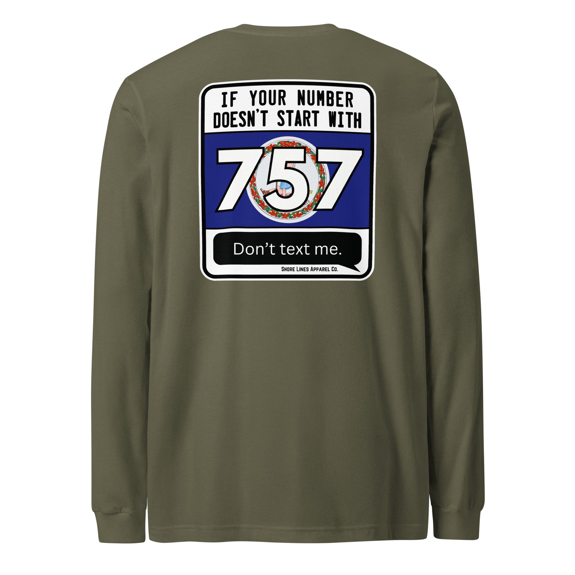 757 Area Code | Core LS-militarygreen-Shore Lines Apparel Co.