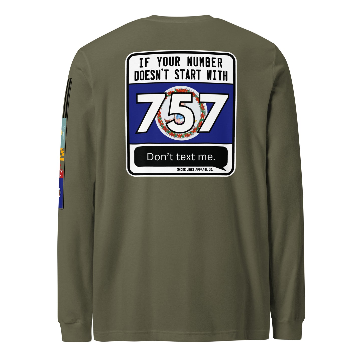 757 Area Code | Core LS P-militarygreen-Shore Lines Apparel Co.