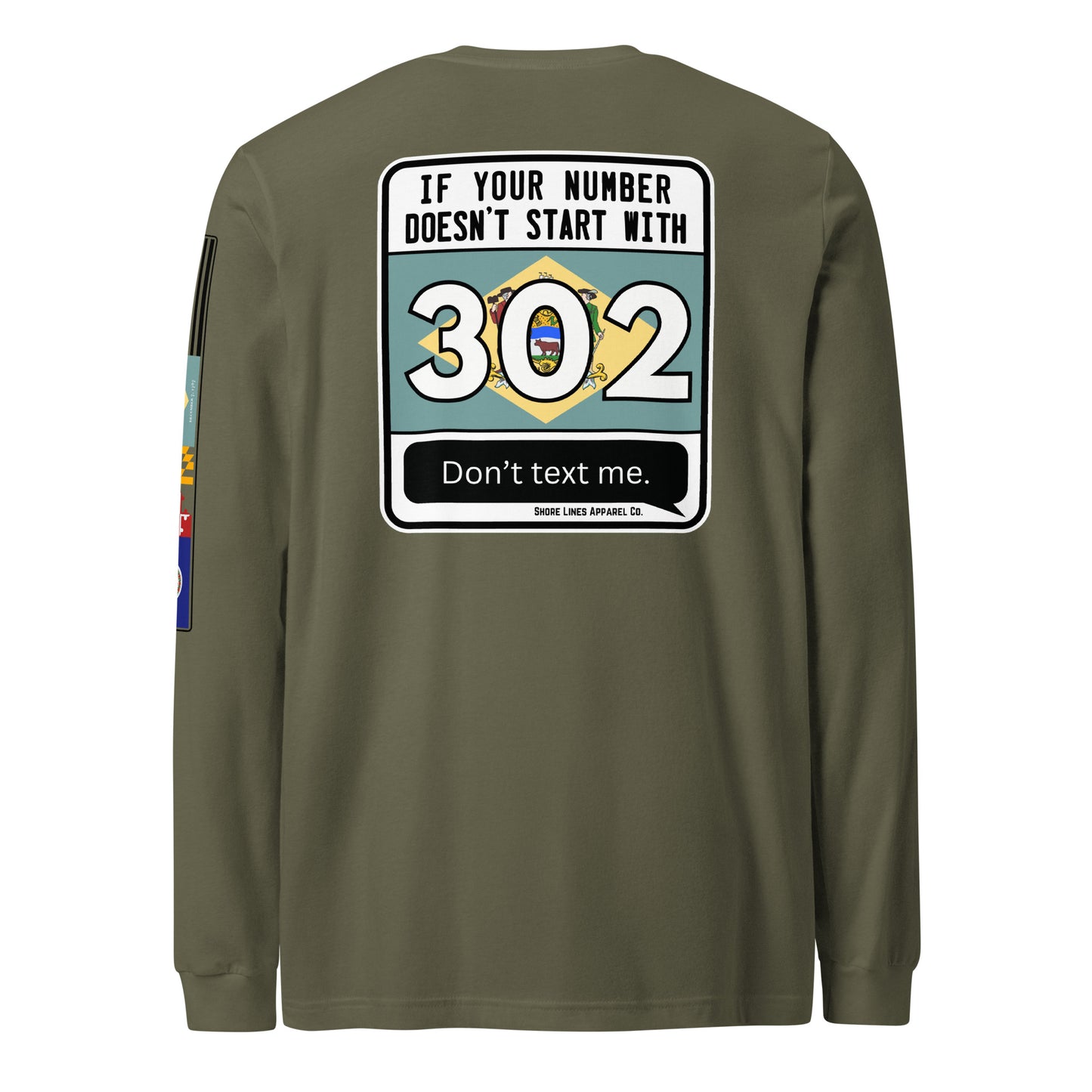 302 Area Code | Core LS P-militarygreen-Shore Lines Apparel Co.
