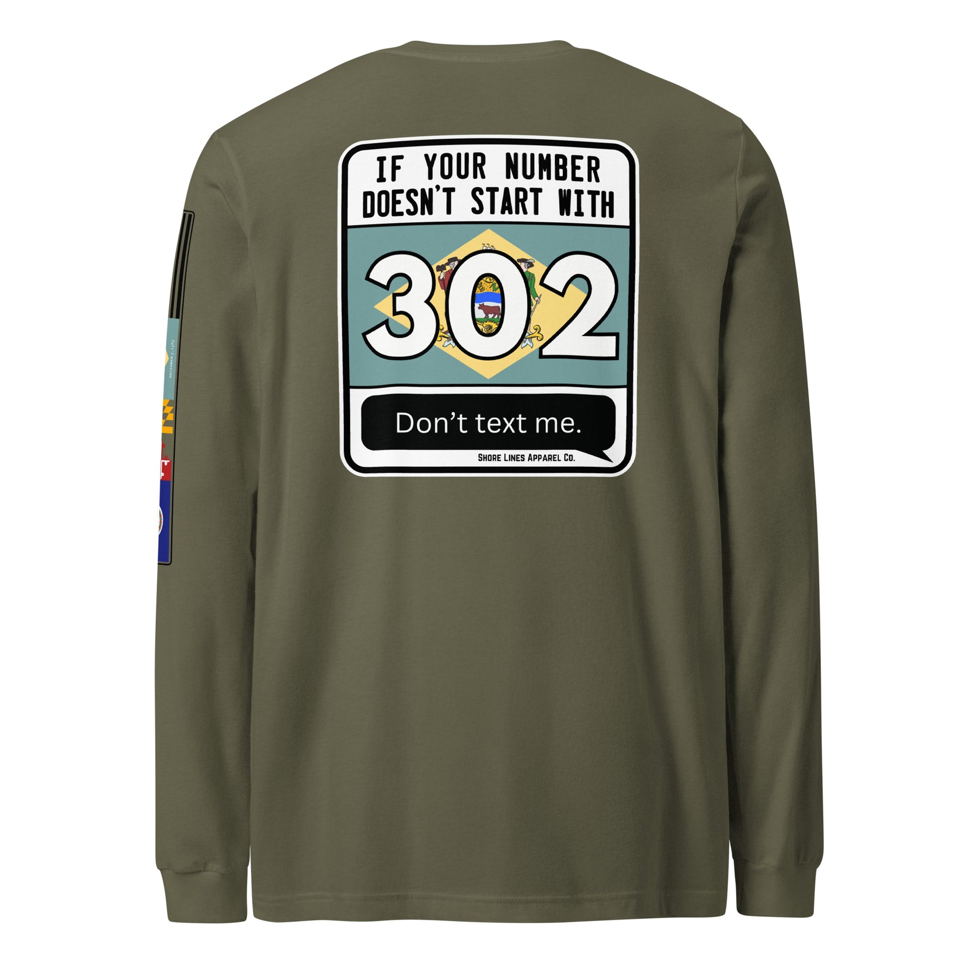 302 Area Code | Core LS P-militarygreen-Shore Lines Apparel Co.