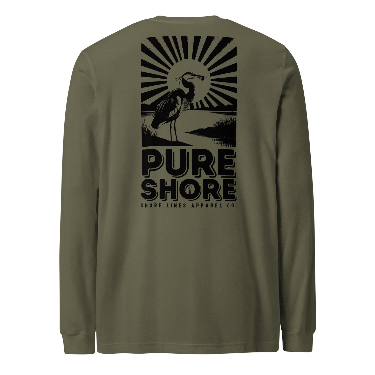 Pure Shore | LS-militarygreen-Shore Lines Apparel Co.