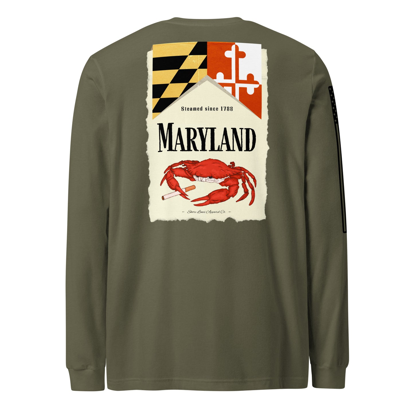 Maryland | Long Sleeve P-militarygreen-Shore Lines Apparel Co.