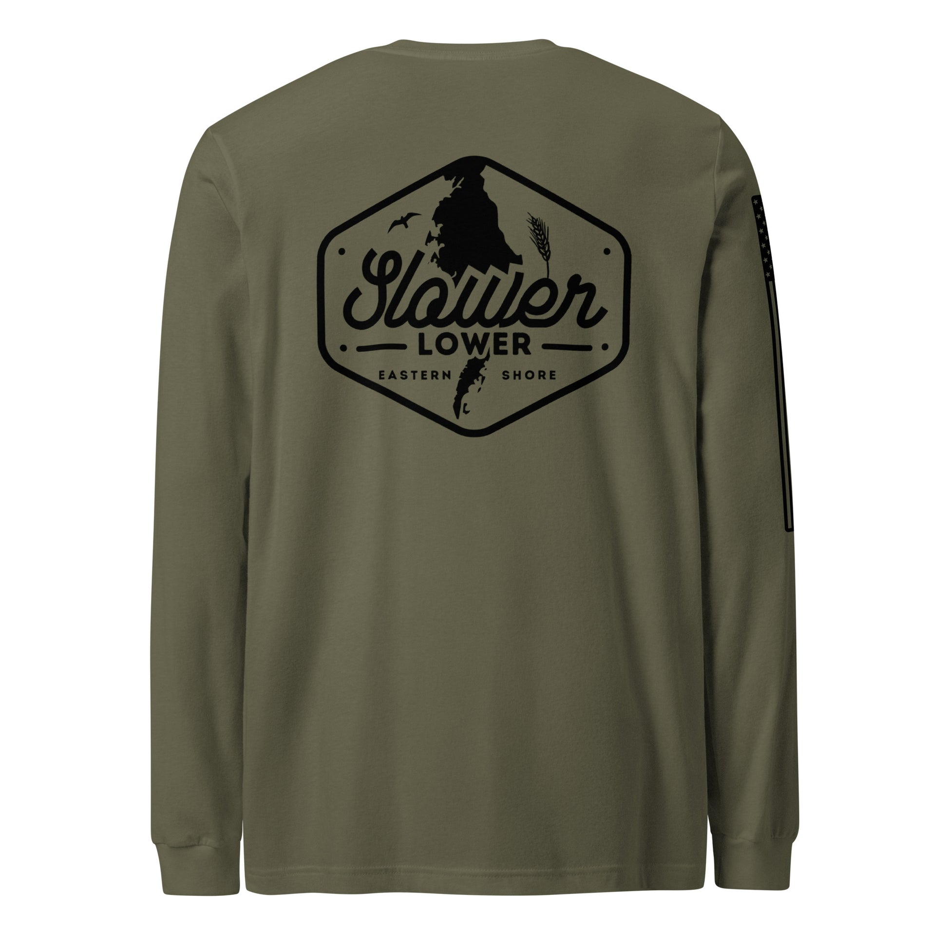 Slower Lower | Long Sleeve P-militarygreen-Shore Lines Apparel Co.™