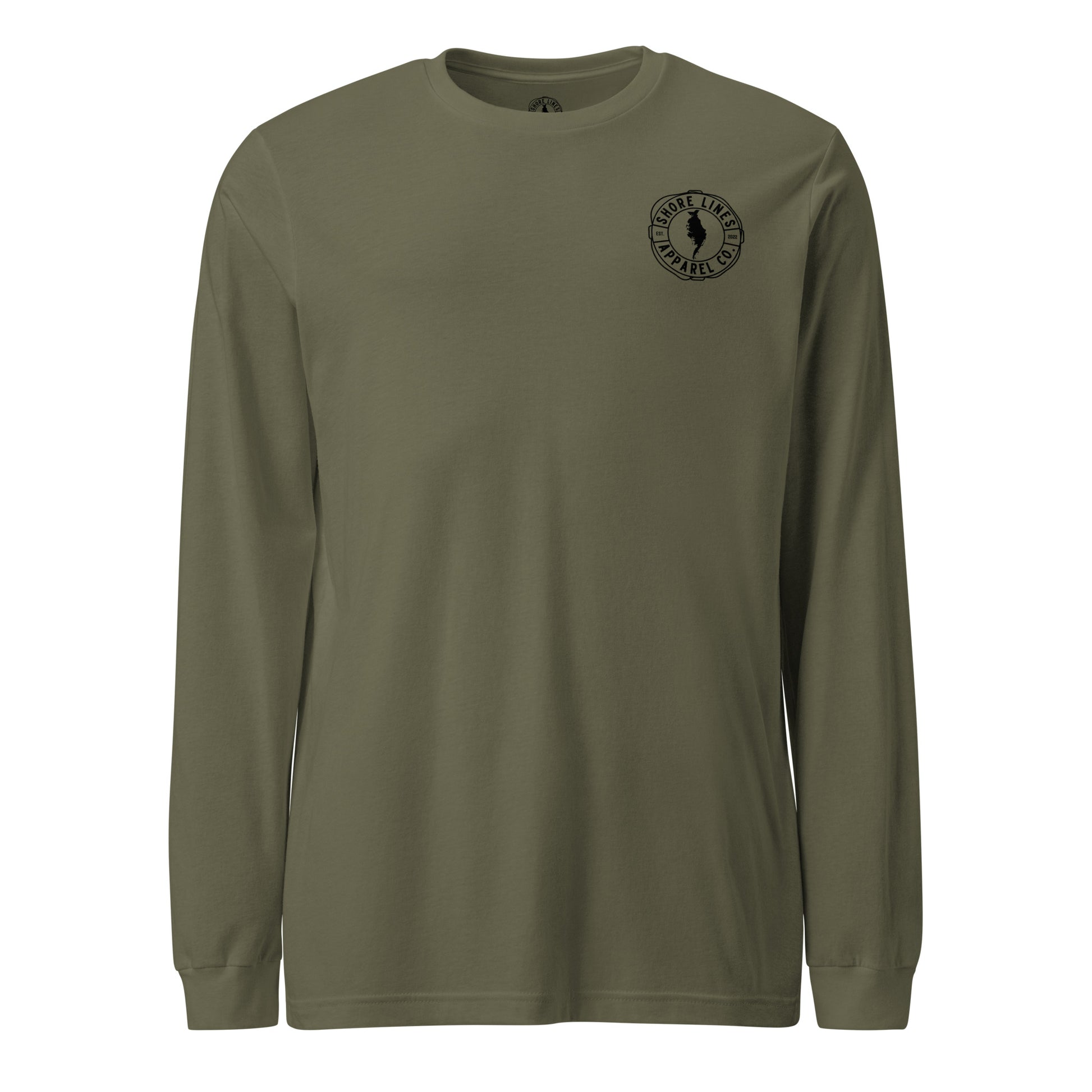 Born Free Raised at Sea | Core LS-militarygreen-Shore Lines Apparel Co.