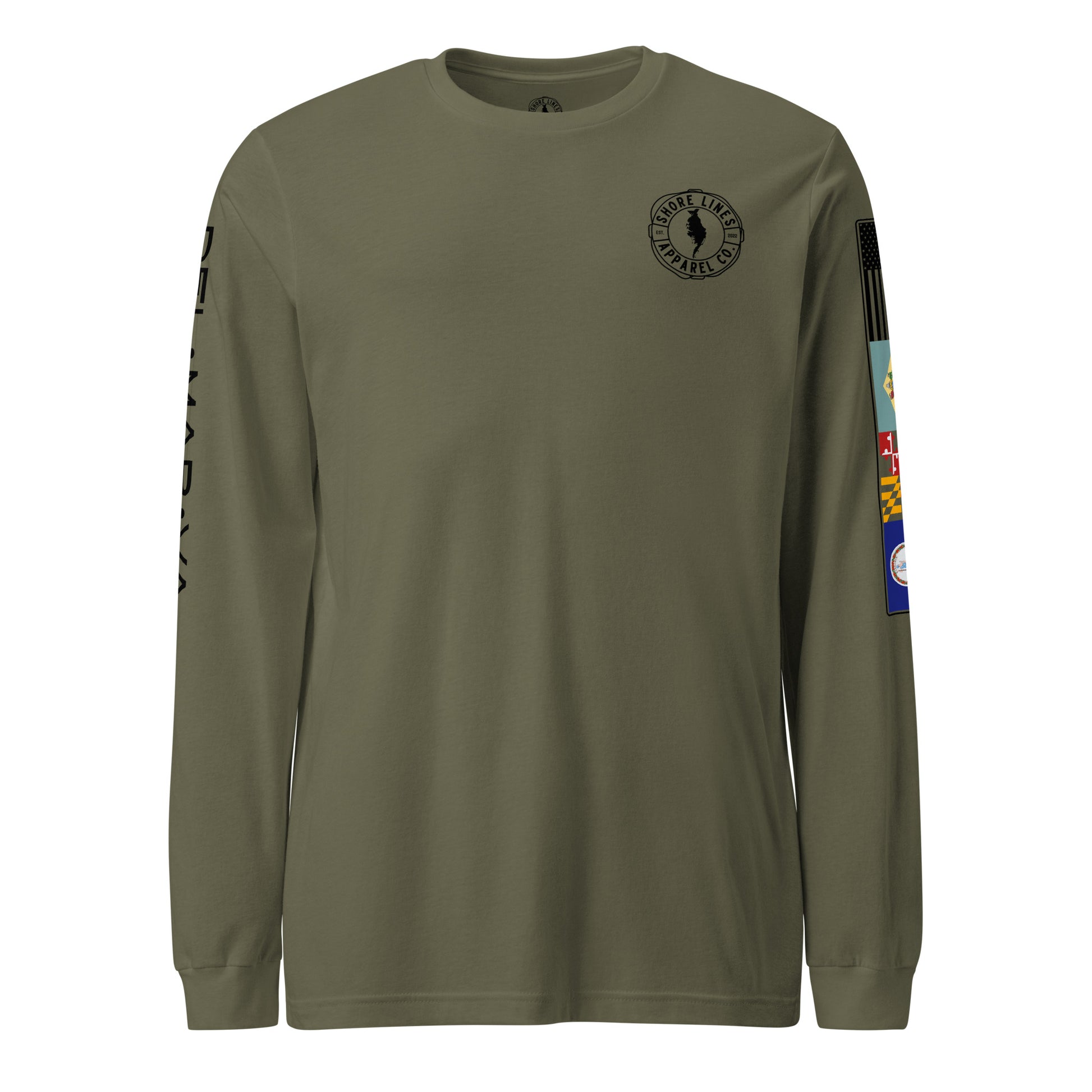 Born Free Raised at Sea | Core LS P-militarygreen-Shore Lines Apparel Co.