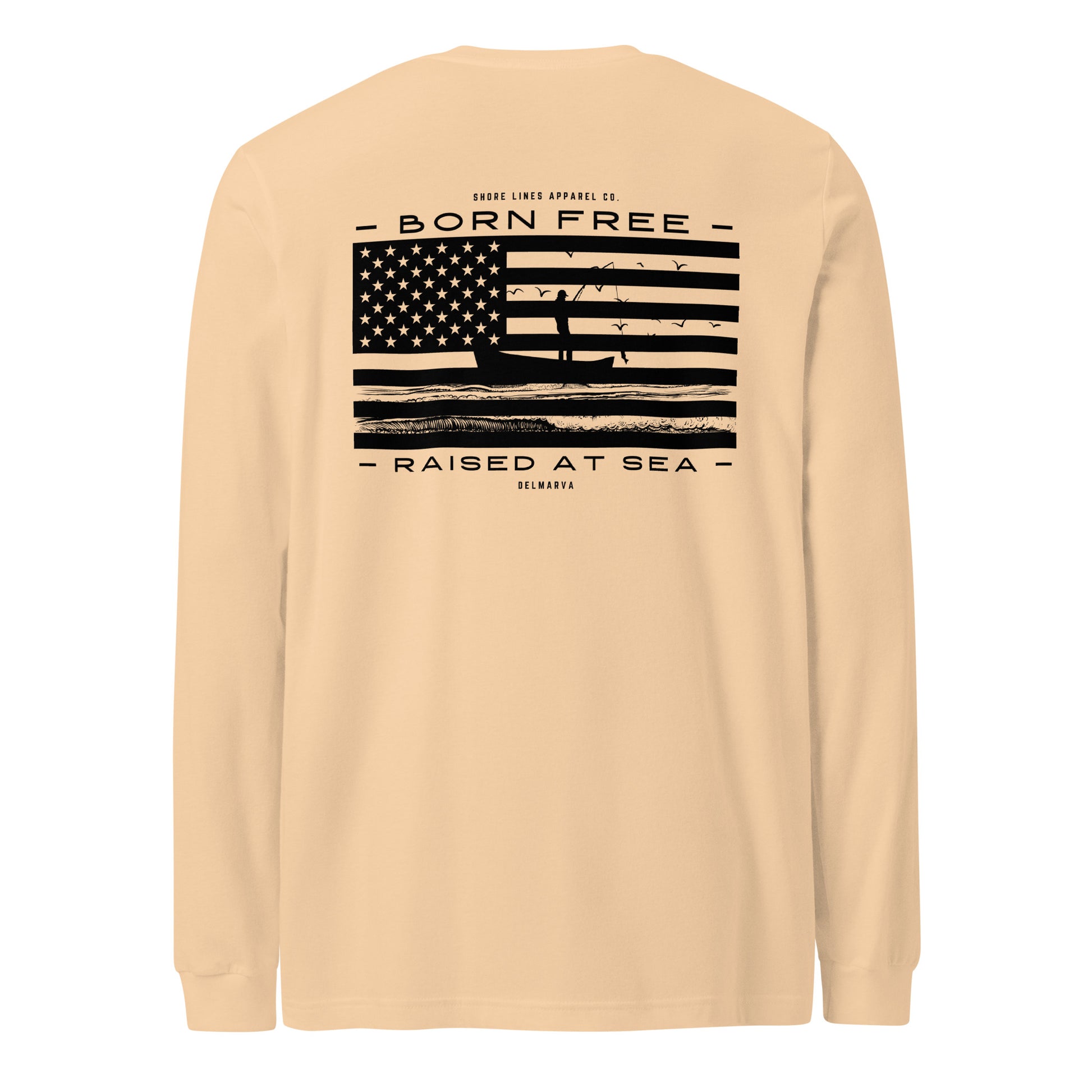 Born Free Raised at Sea | Core LS-sand-Shore Lines Apparel Co.