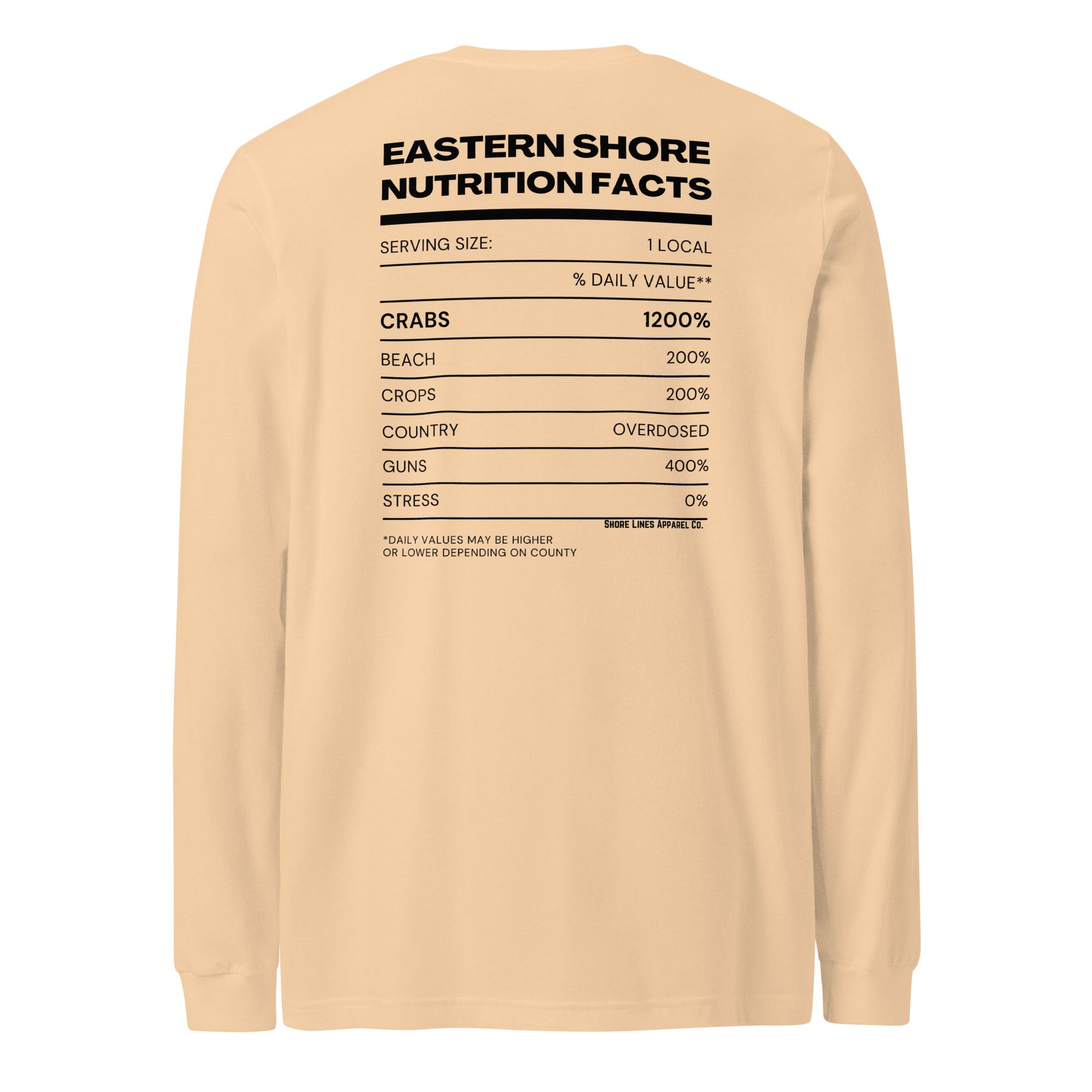 Nutrition Facts | Long Sleeve-sand-Shore Lines Apparel Co.