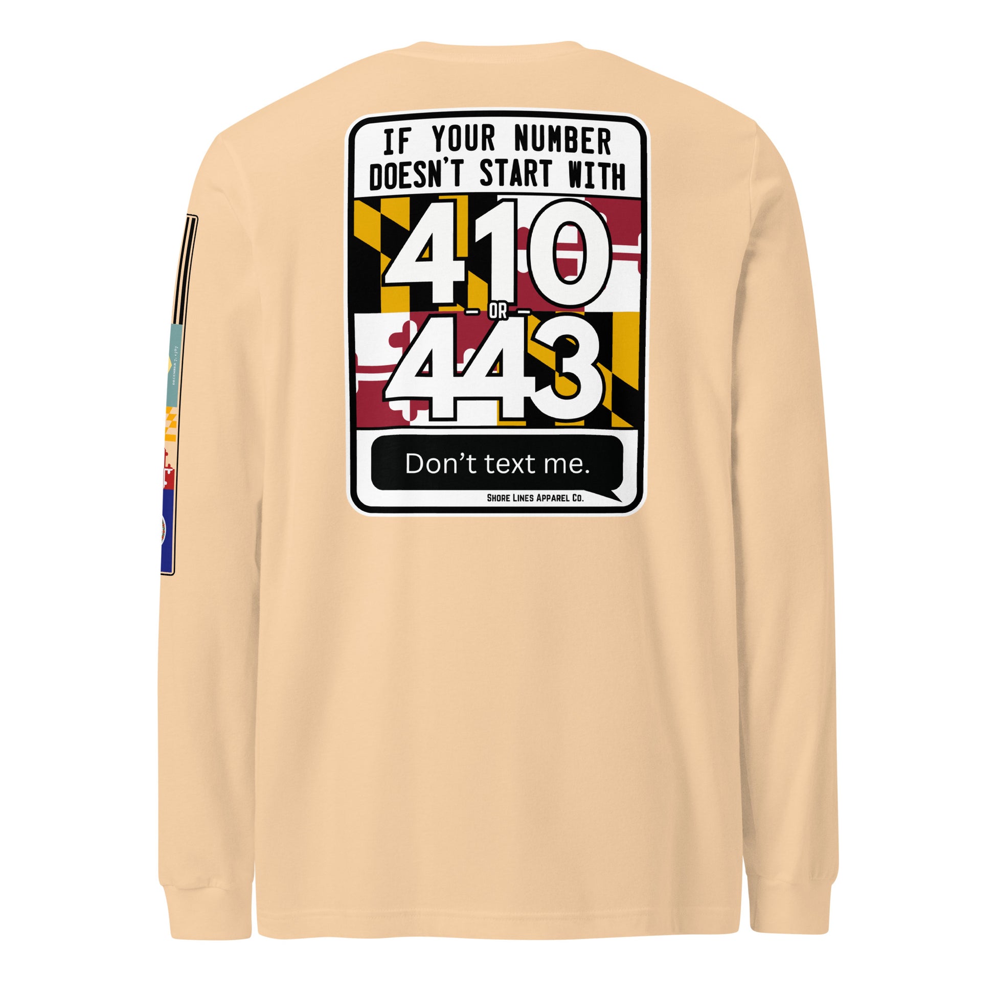 410/443 Area Code | Core LS P-sand-Shore Lines Apparel Co.