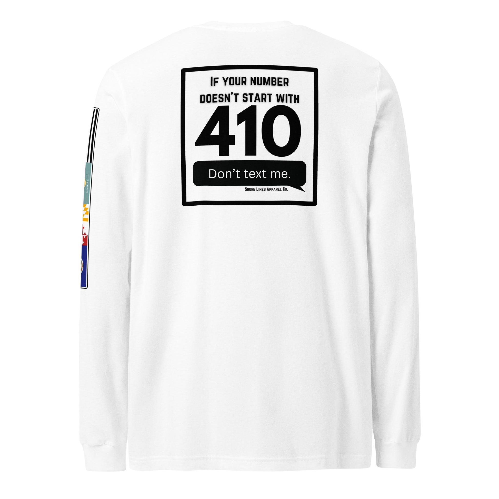 410 Area Code | Core LS P-white-Shore Lines Apparel Co.