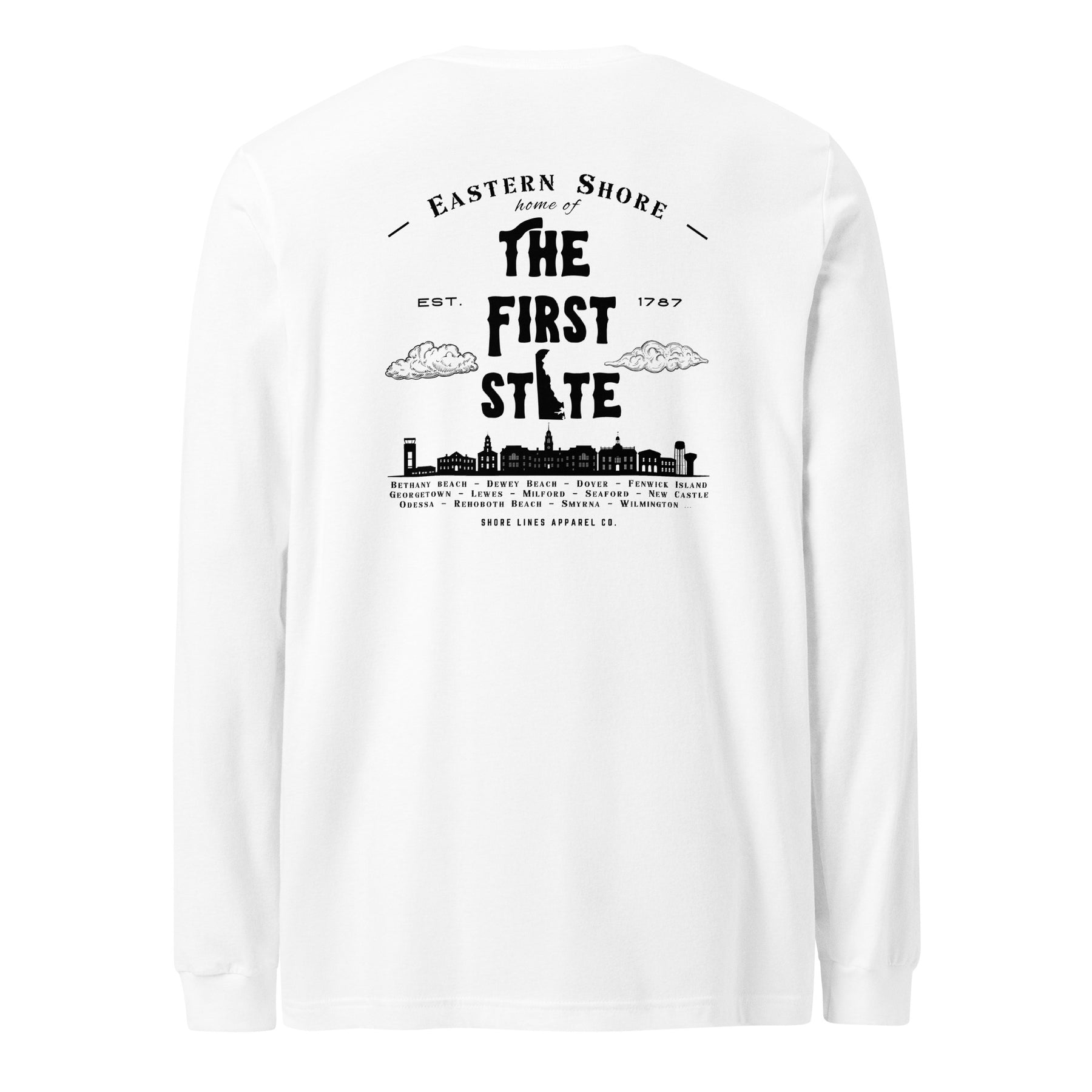 The First State | Long Sleeve-white-Shore Lines Apparel Co.