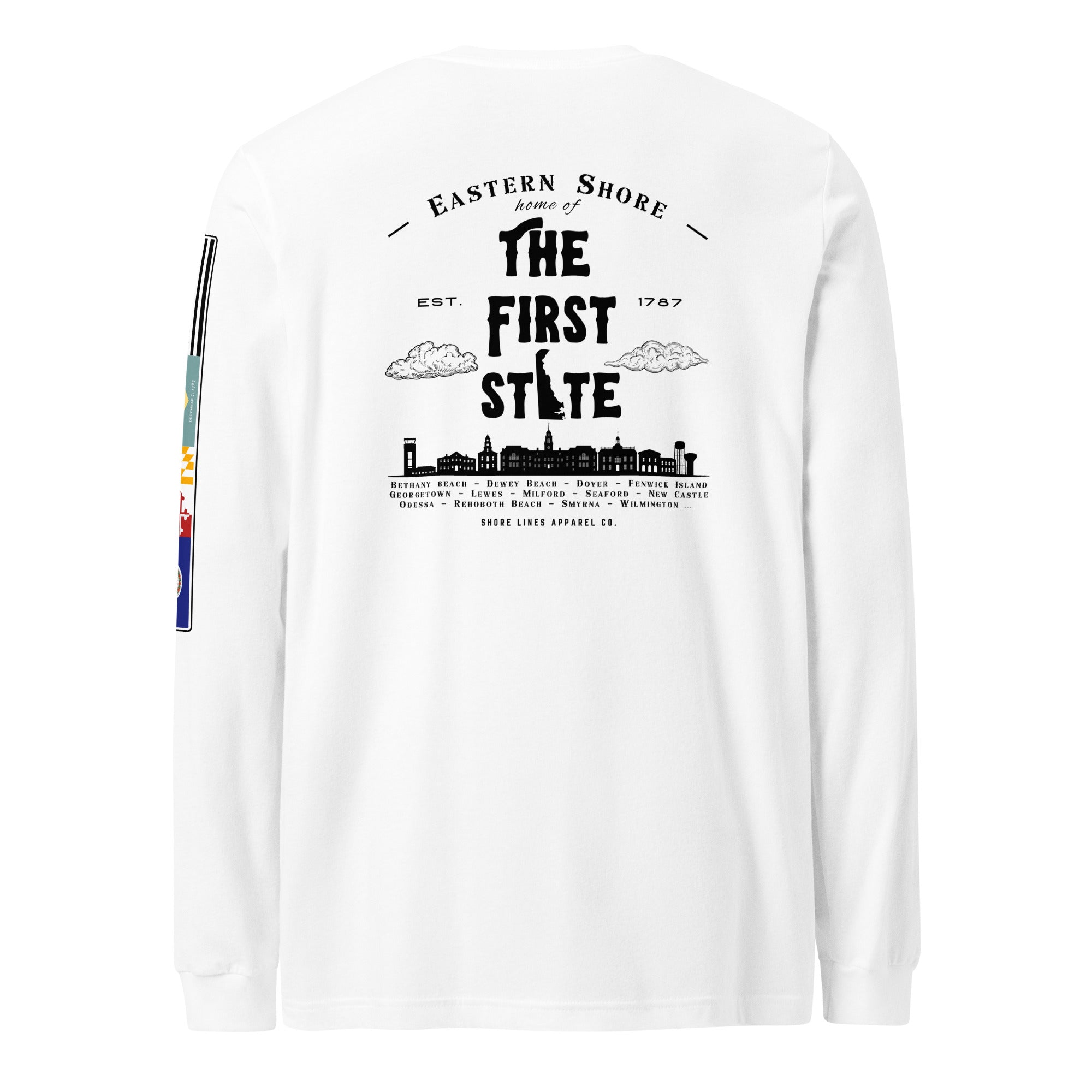 The First State | Long Sleeve P-white-Shore Lines Apparel Co.
