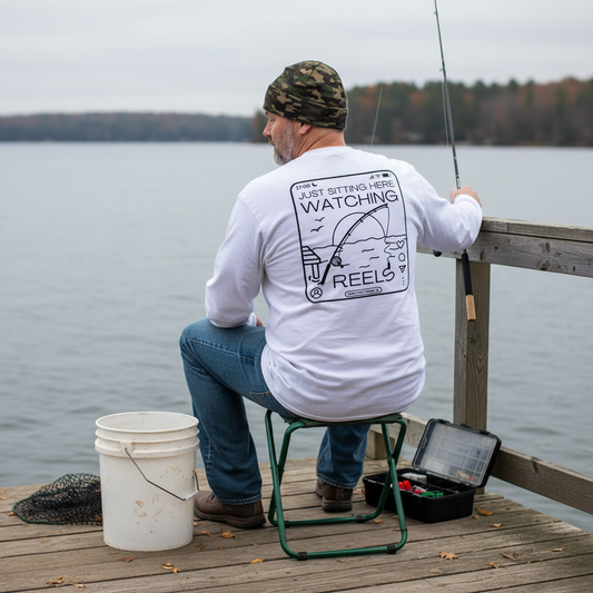Watching Reels | Long Sleeve-white-Shore Lines Apparel Co.