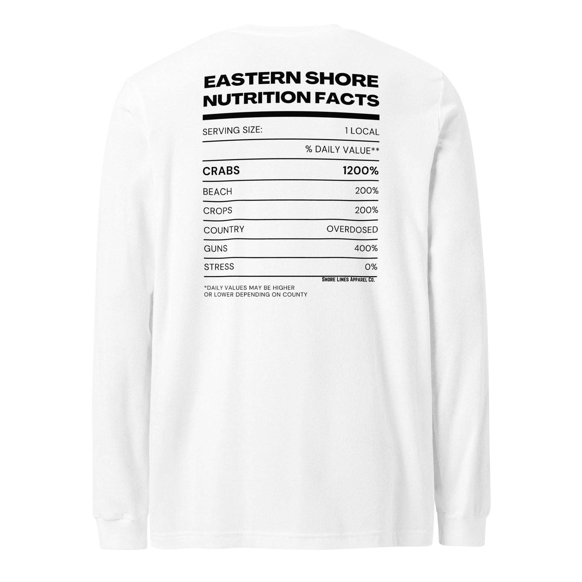 Nutrition Facts | Core LS-white-Shore Lines Apparel Co.