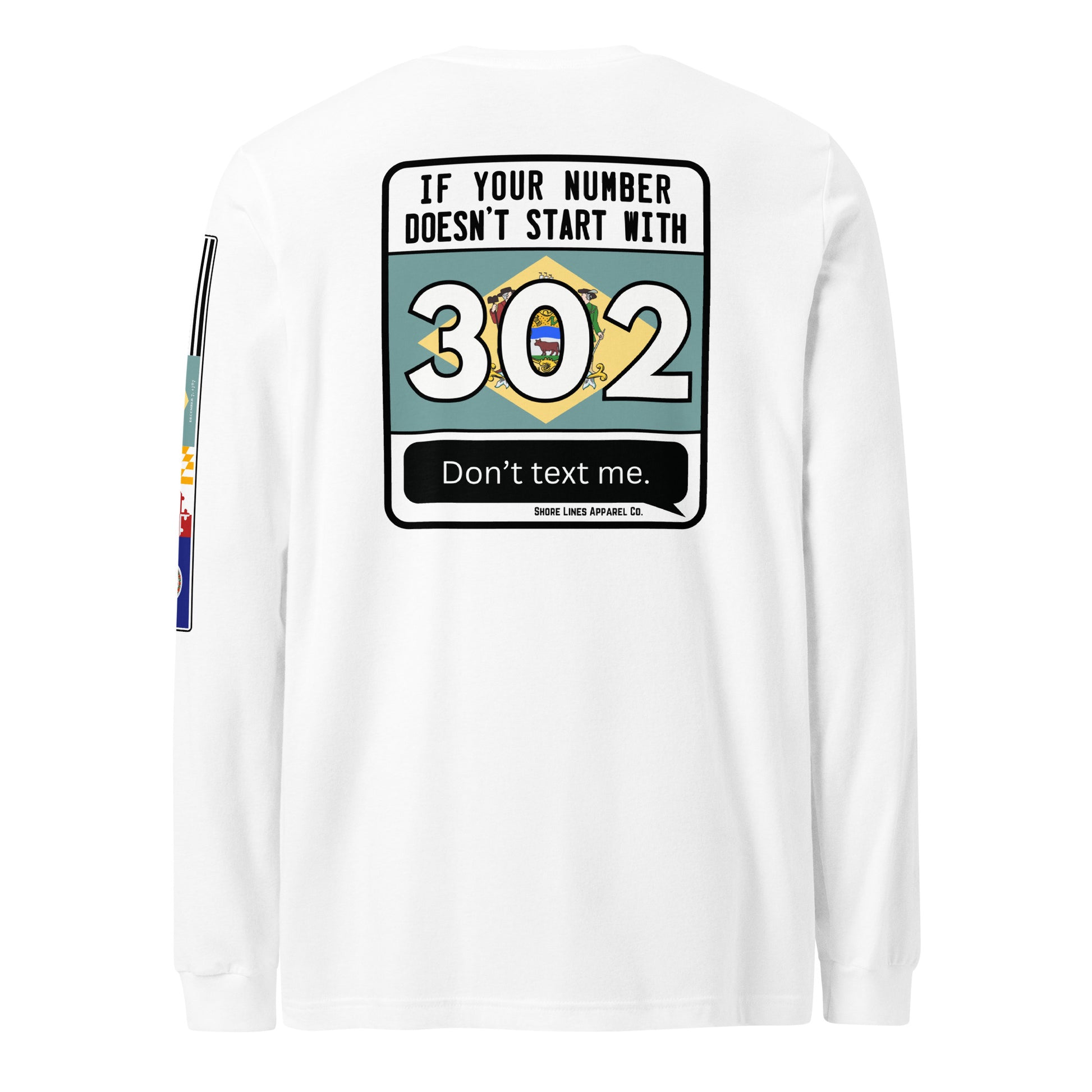 302 Area Code | Core LS P-white-Shore Lines Apparel Co.