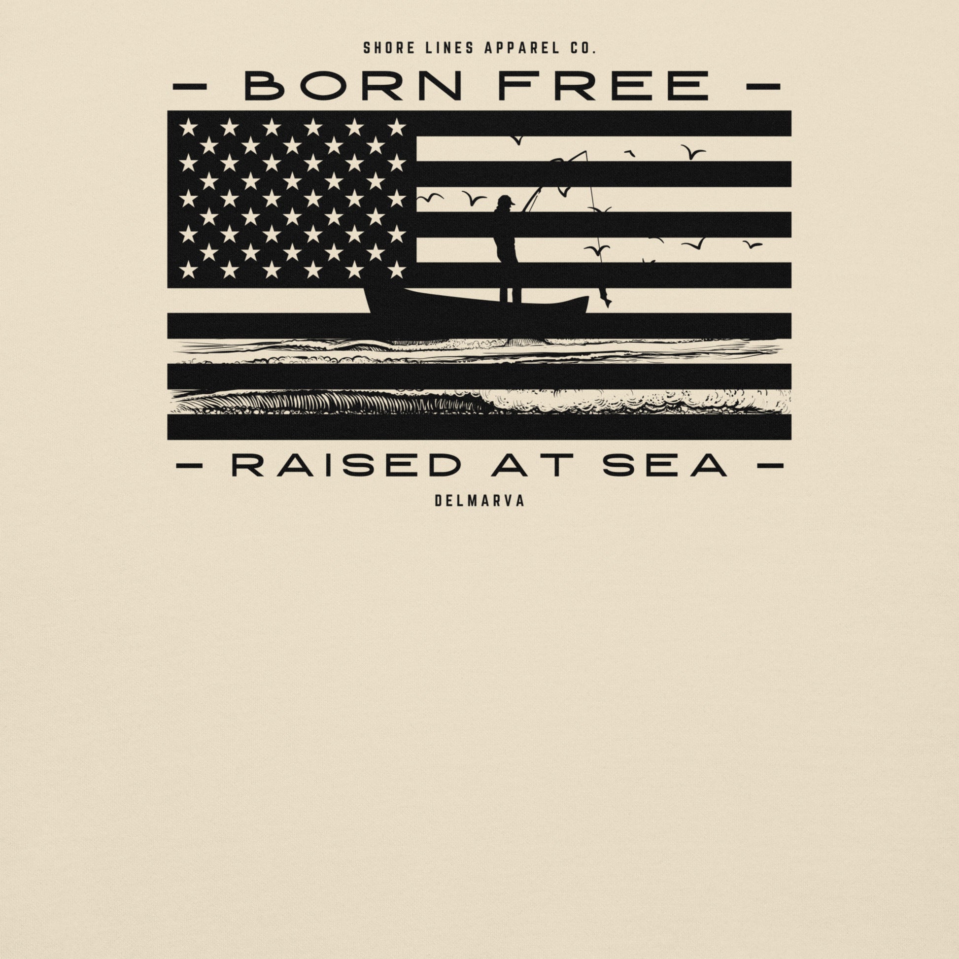 Born Free Raised at Sea | Hoodie-bone-Shore Lines Apparel Co.