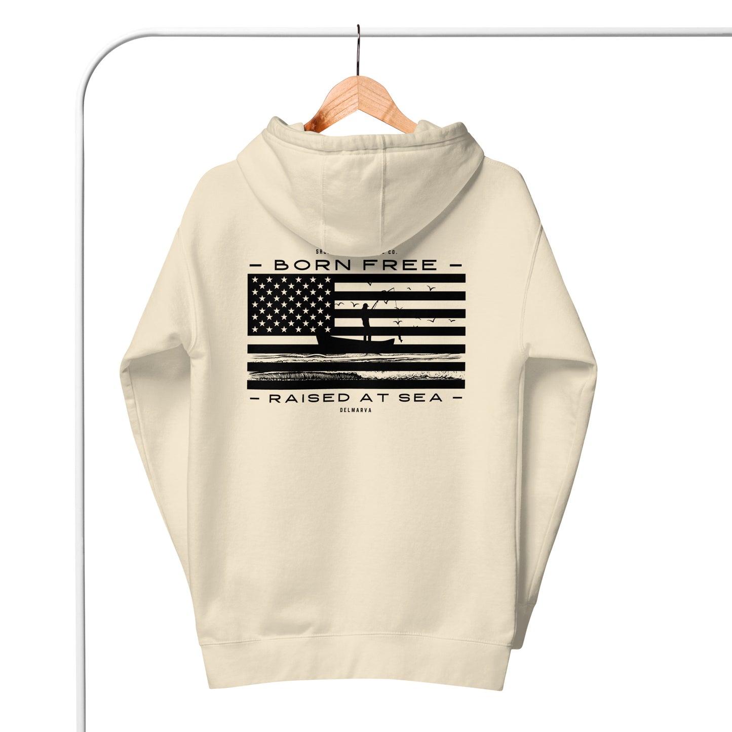 Born Free Raised at Sea | Hoodie-bone-Shore Lines Apparel Co.