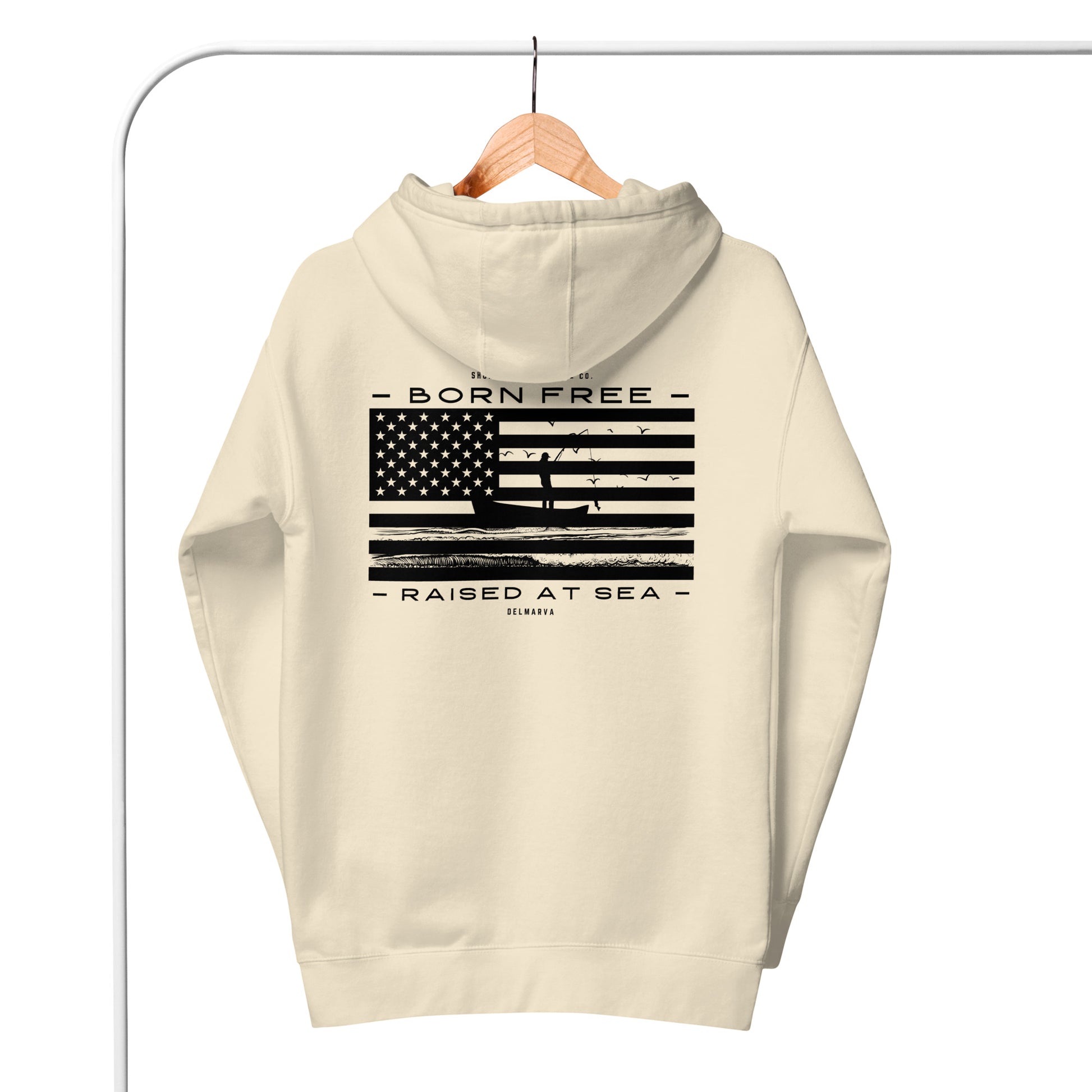 Born Free Raised at Sea | Hoodie-bone-Shore Lines Apparel Co.