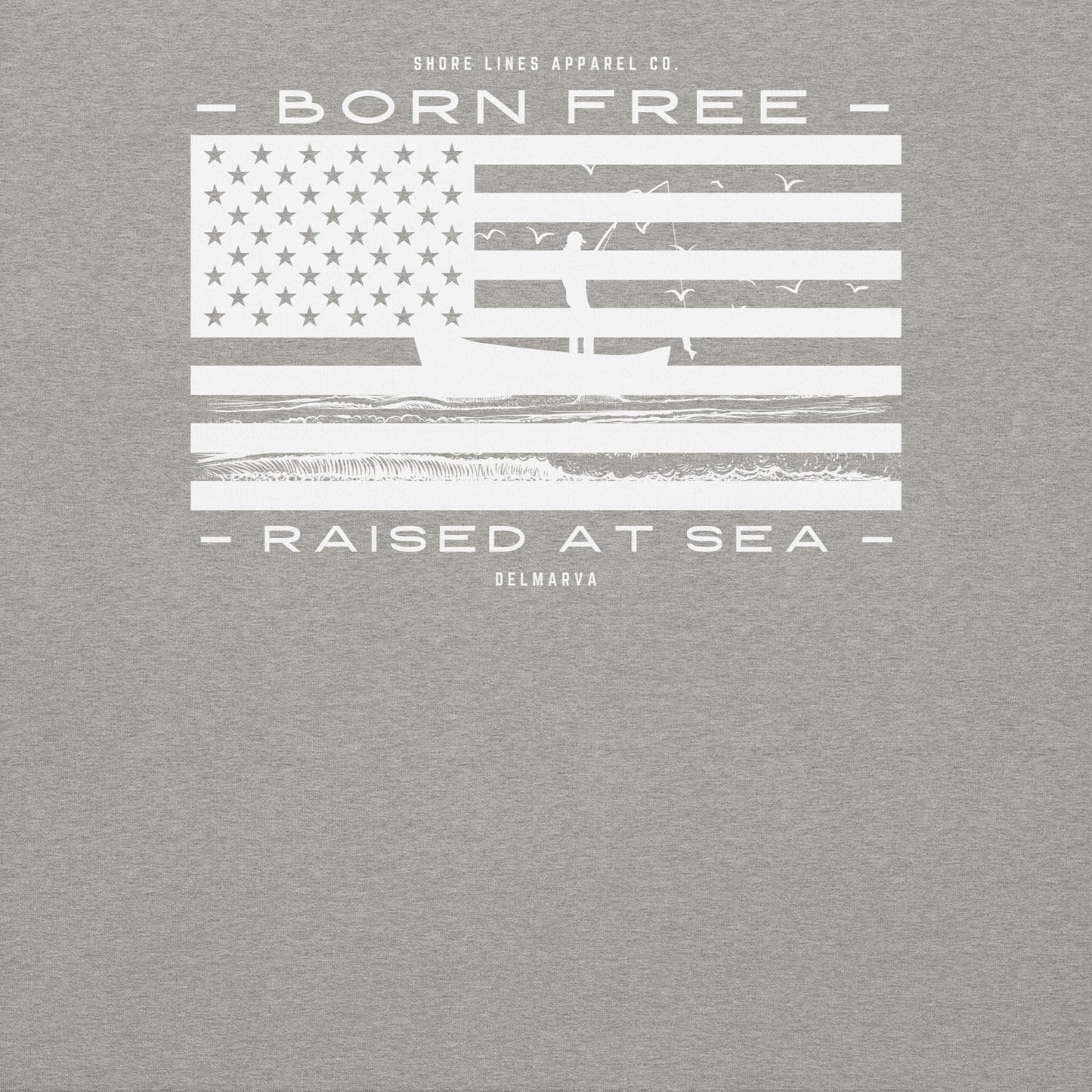 Born Free Raised at Sea | Hoodie-carbongrey-Shore Lines Apparel Co.