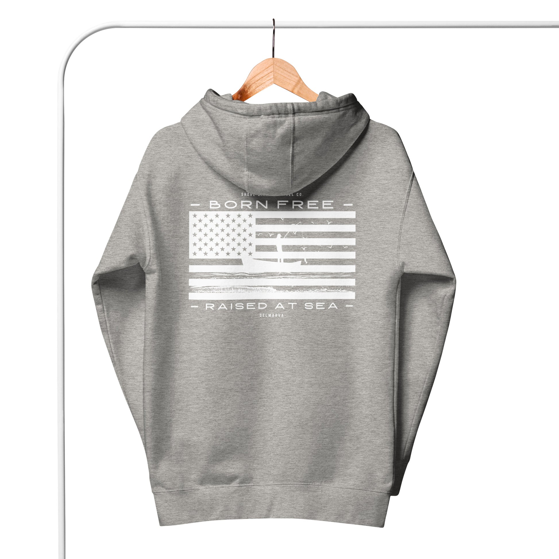Born Free Raised at Sea | Hoodie-carbongrey-Shore Lines Apparel Co.