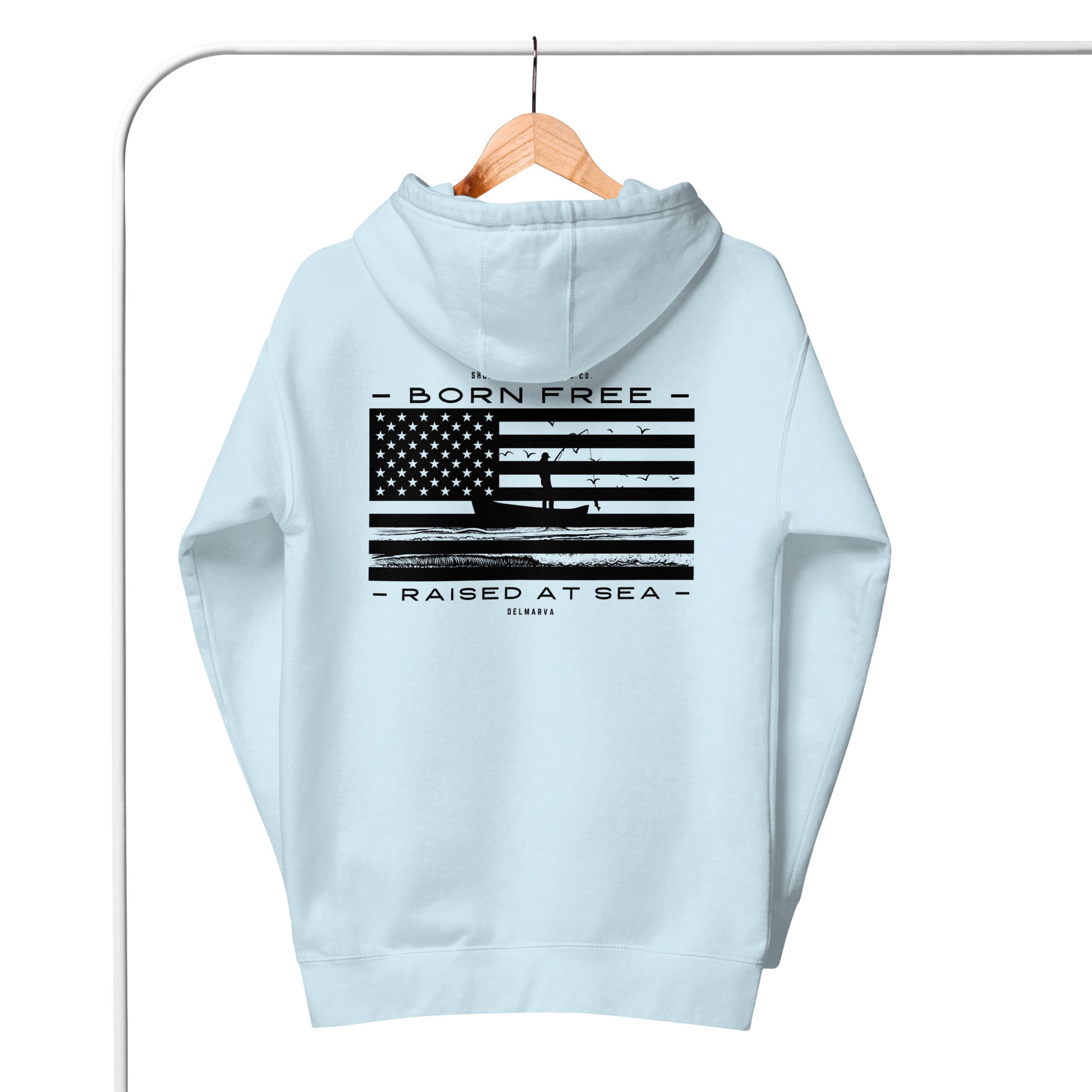 Born Free Raised at Sea | Hoodie-skyblue-Shore Lines Apparel Co.